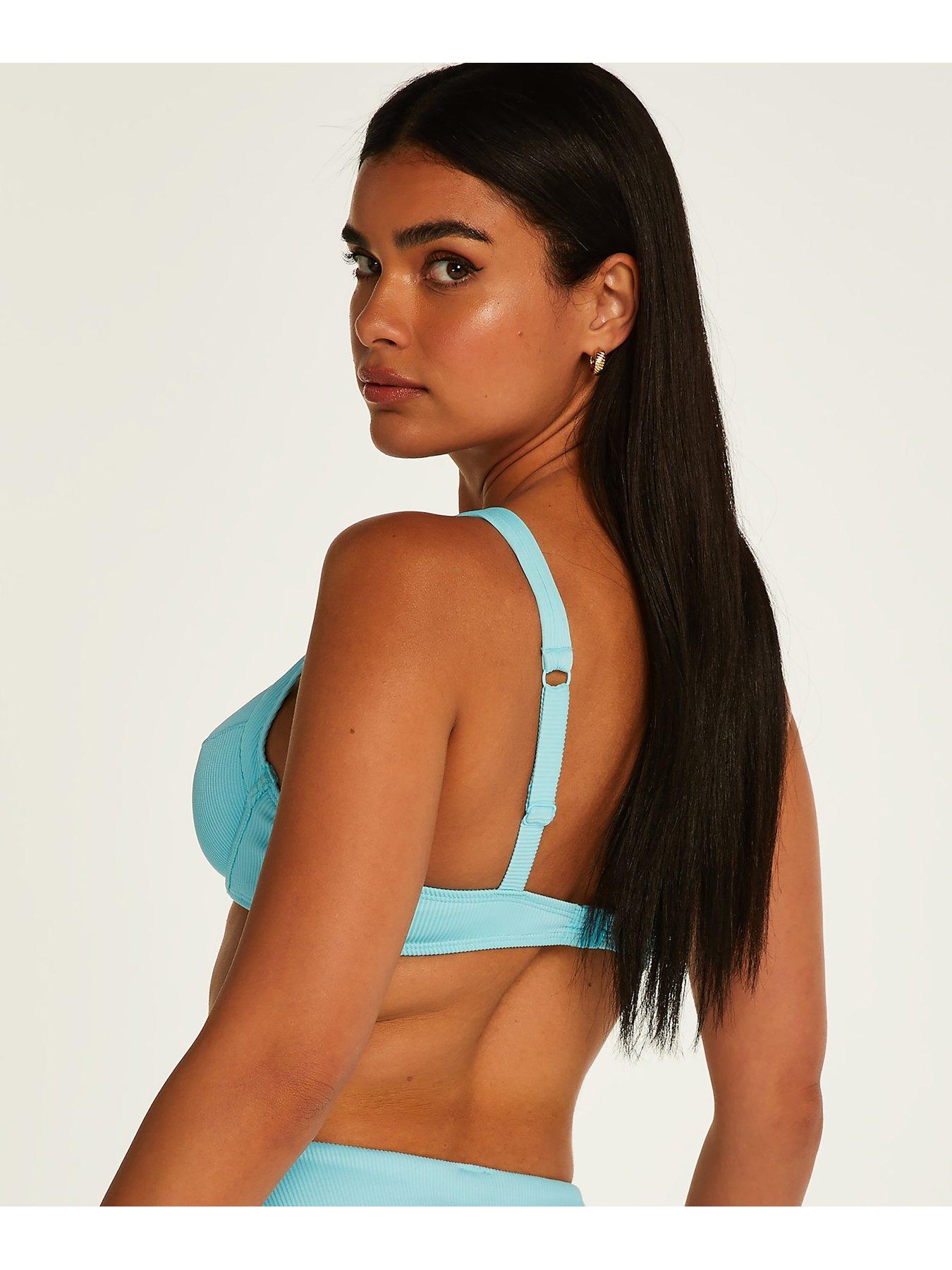 Hunkemoller Texture Underwired Bikini Top Blue very.co.uk