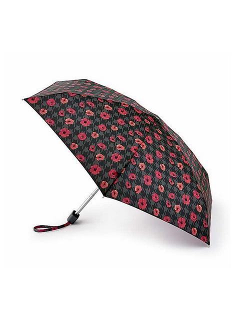 fulton-houndstooth-poppy-print-umbrella-blackred