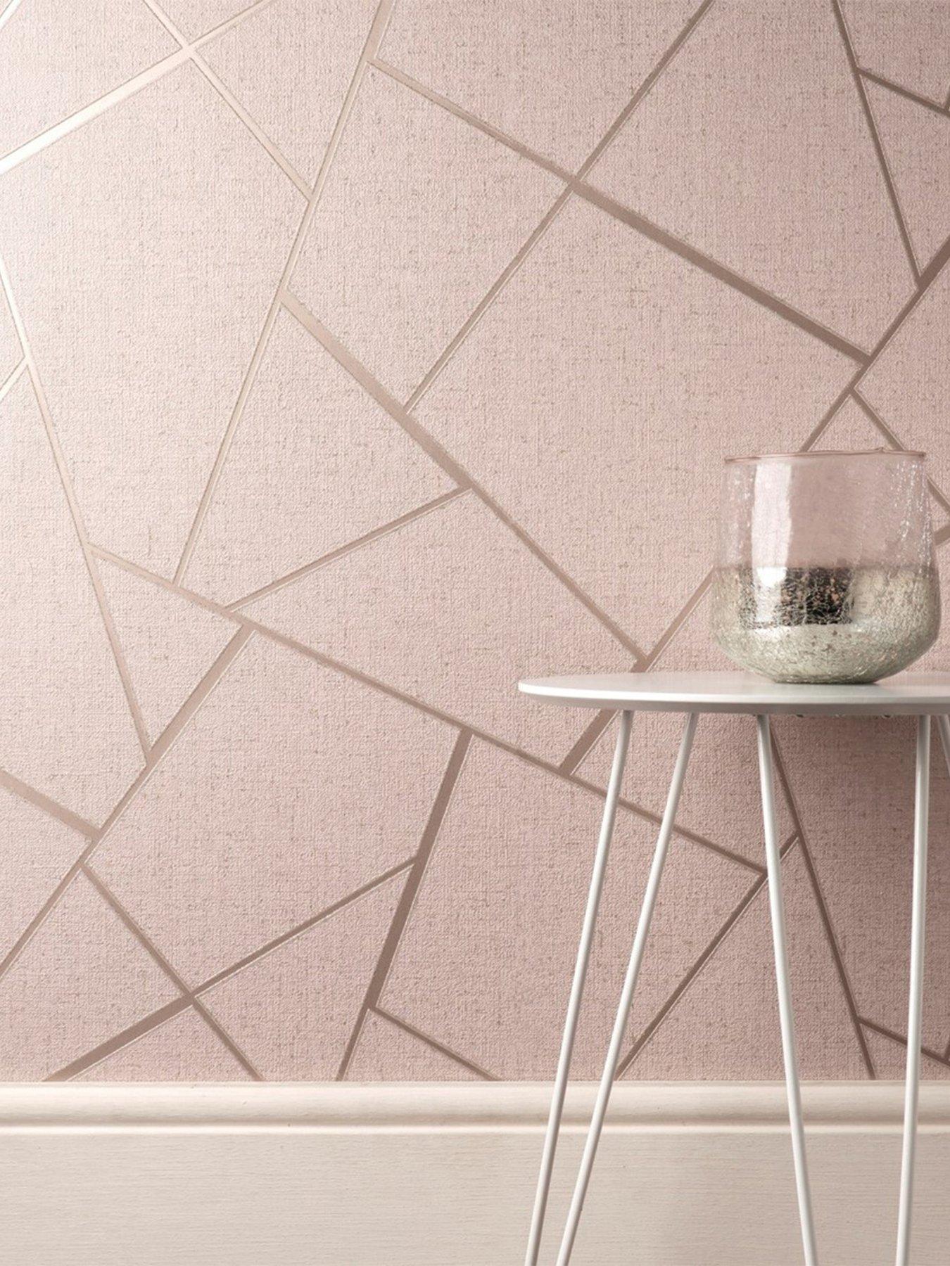 Product photograph of Fine D Cor Quartz Fractal Wallpaper In Blush from very.co.uk