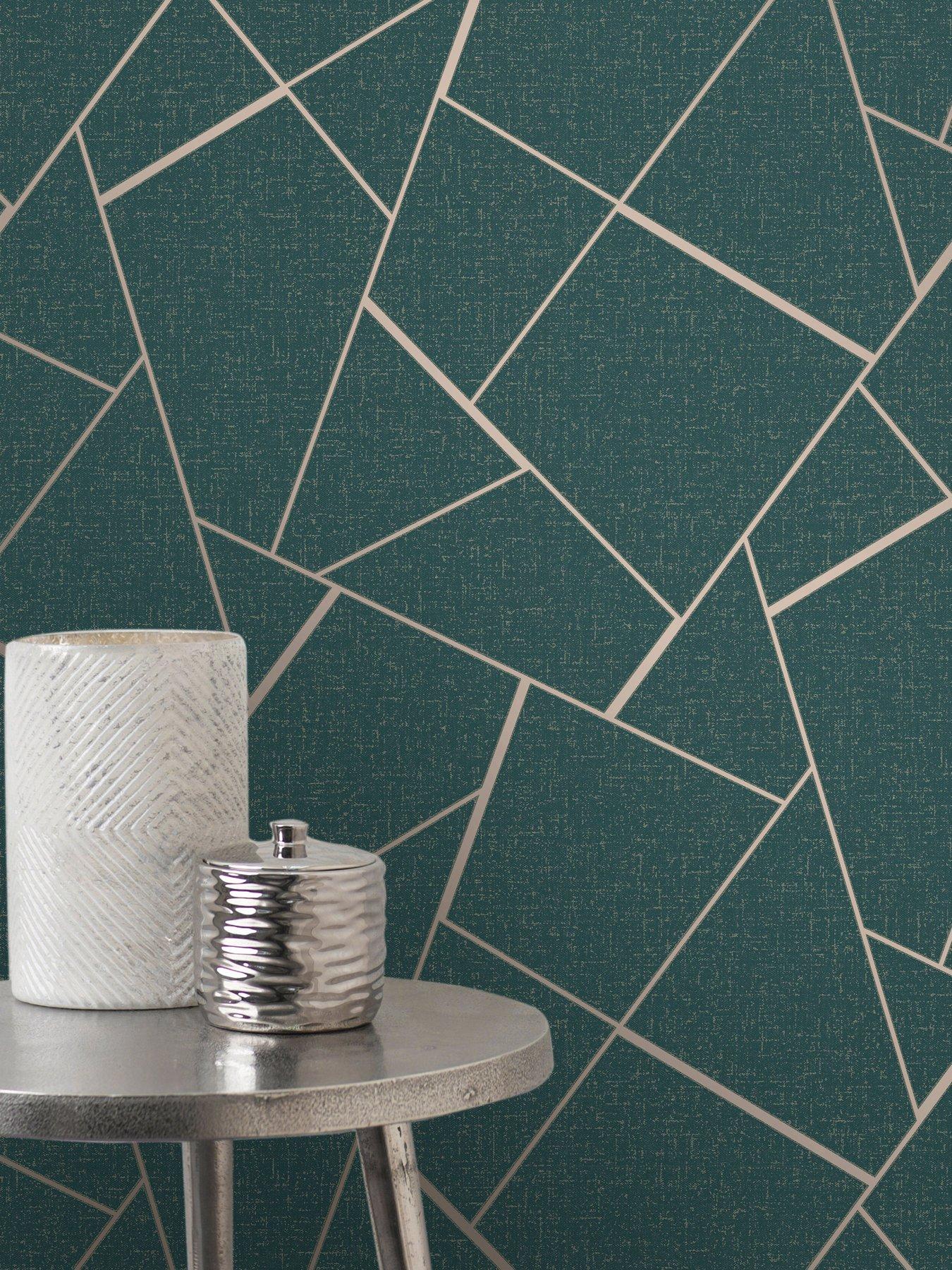 Product photograph of Fine D Cor Quartz Fractal Wallpaper In Emerald from very.co.uk
