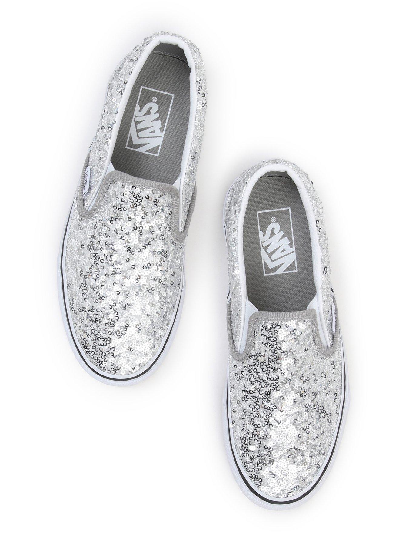 Silver slip on vans clearance
