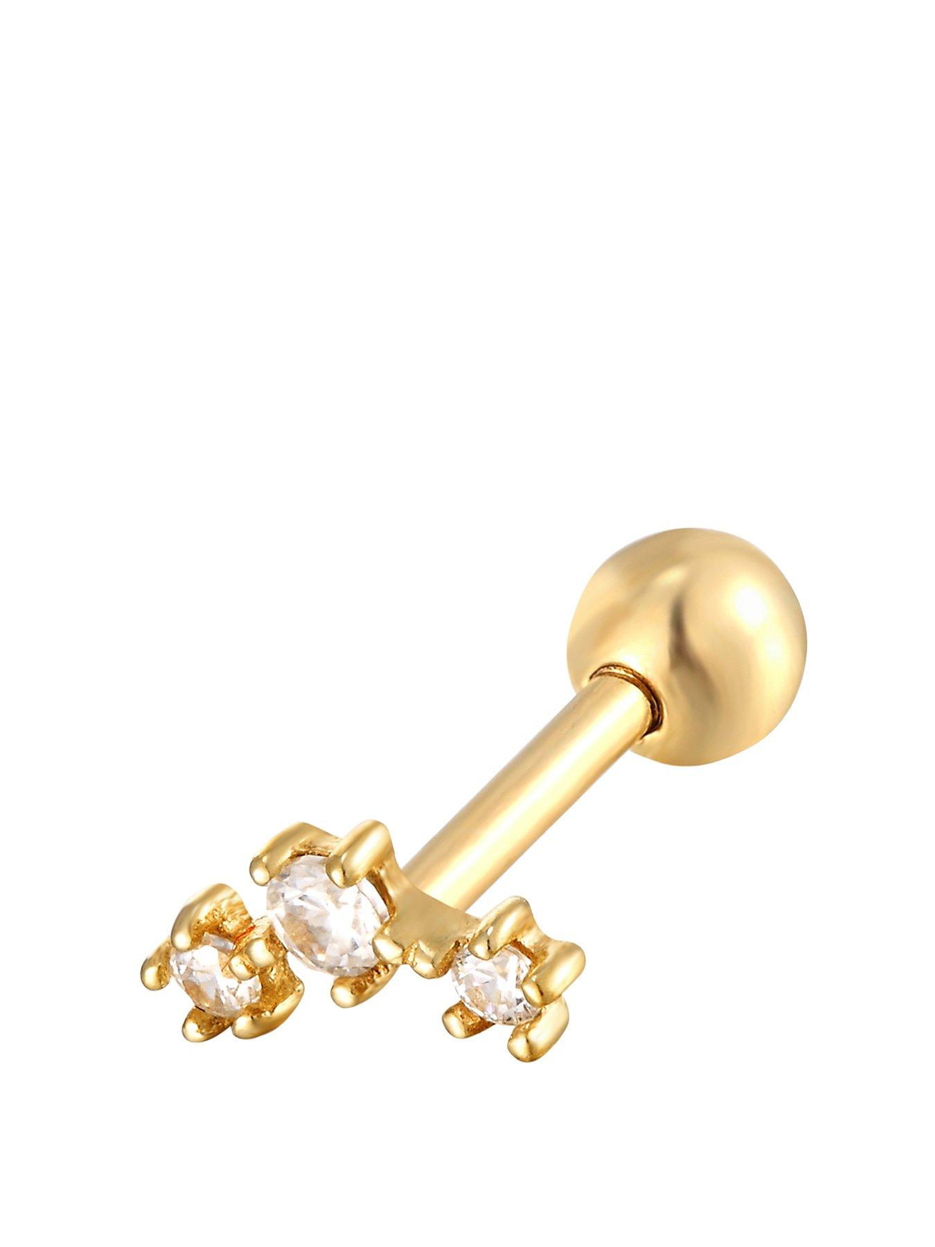Seol + Gold 18ct Gold Plated Sterling Silver Cubic Zirconia Constellation Screw Stud