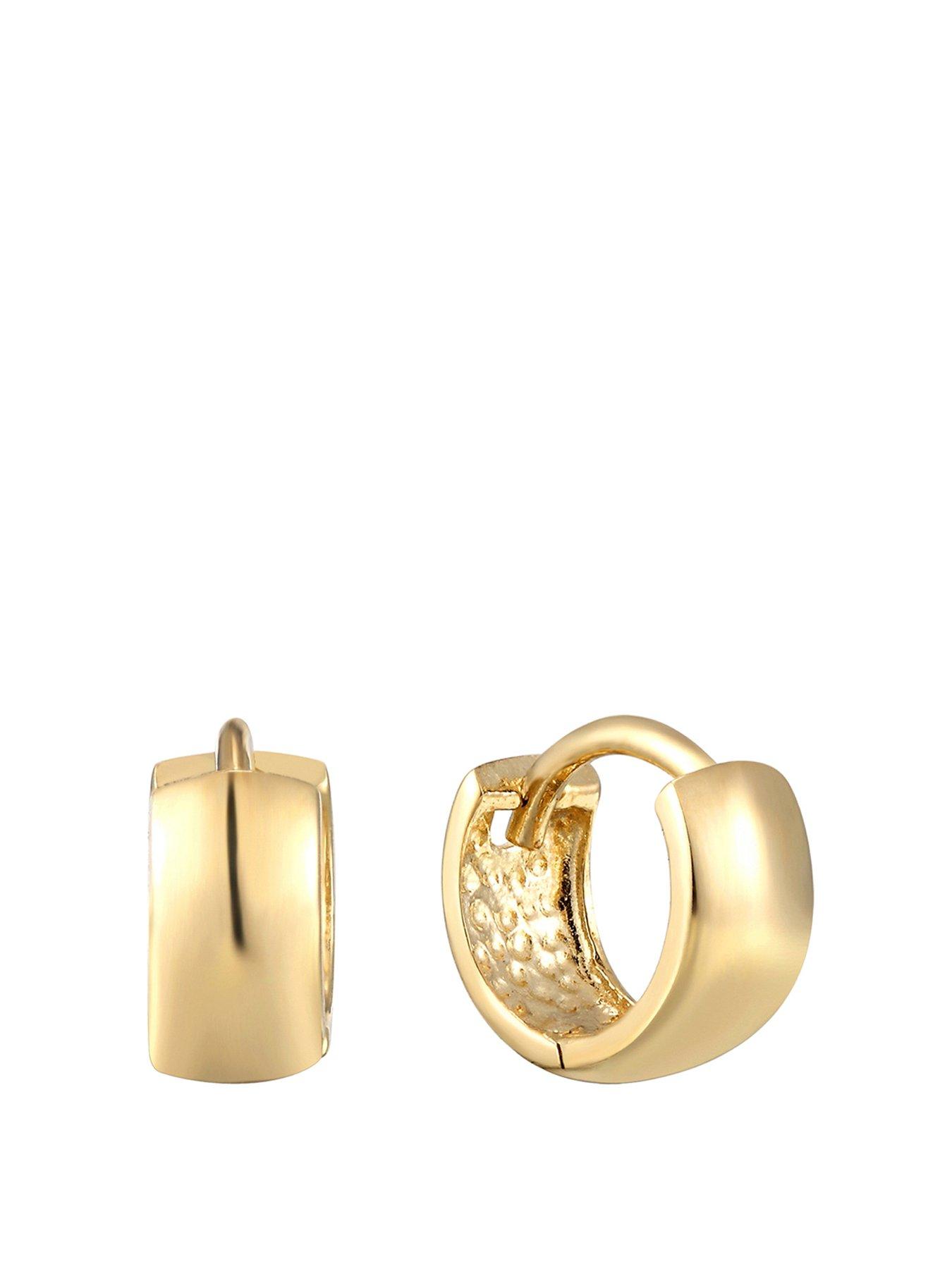 undefined 18ct Gold Plated Sterling Silver Tiny Wide Huggie Hoop Earrings