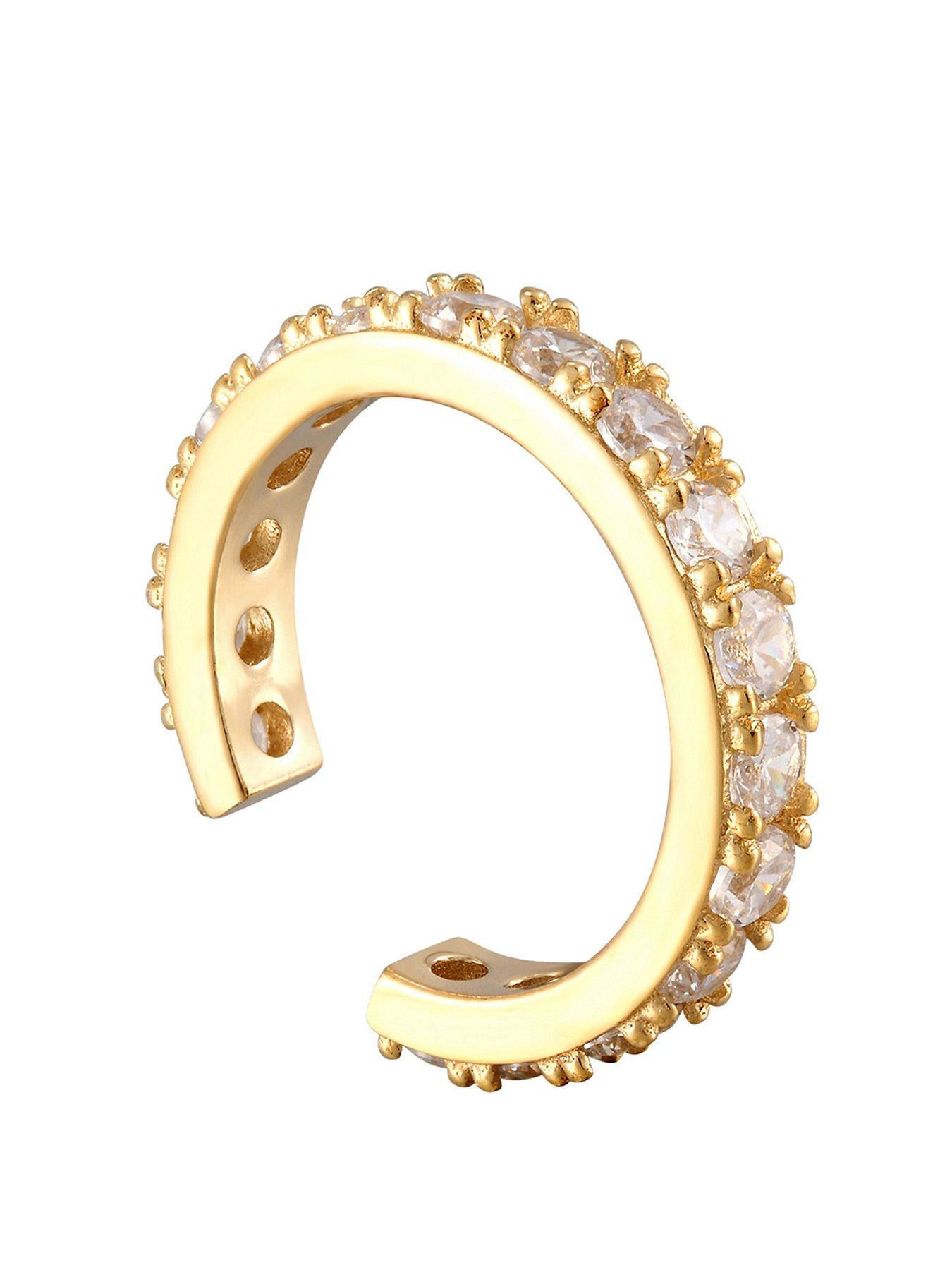 Product photograph of Seol Gold 18ct Gold Plated Sterling Silver Cubic Zirconia Ear Cuff from very.co.uk