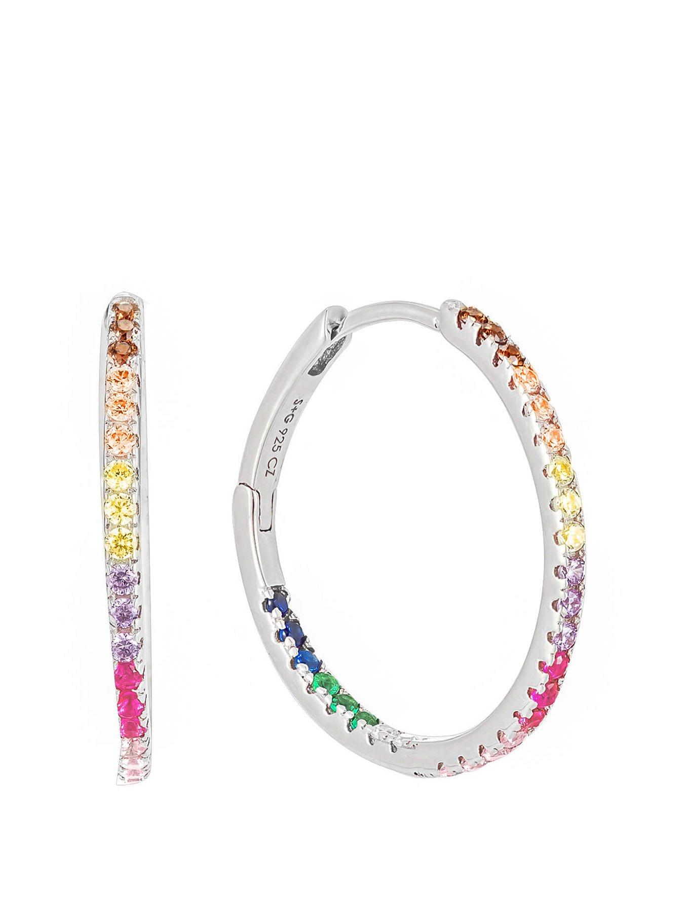 Large rainbow deals hoop earrings