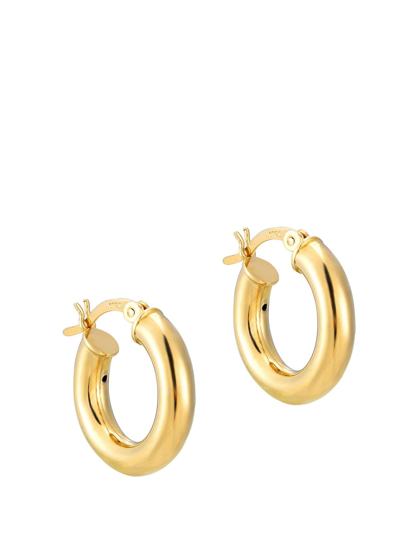 undefined 18ct Gold Plated Sterling Silver Thick 18mm Creole Hoop Earrings