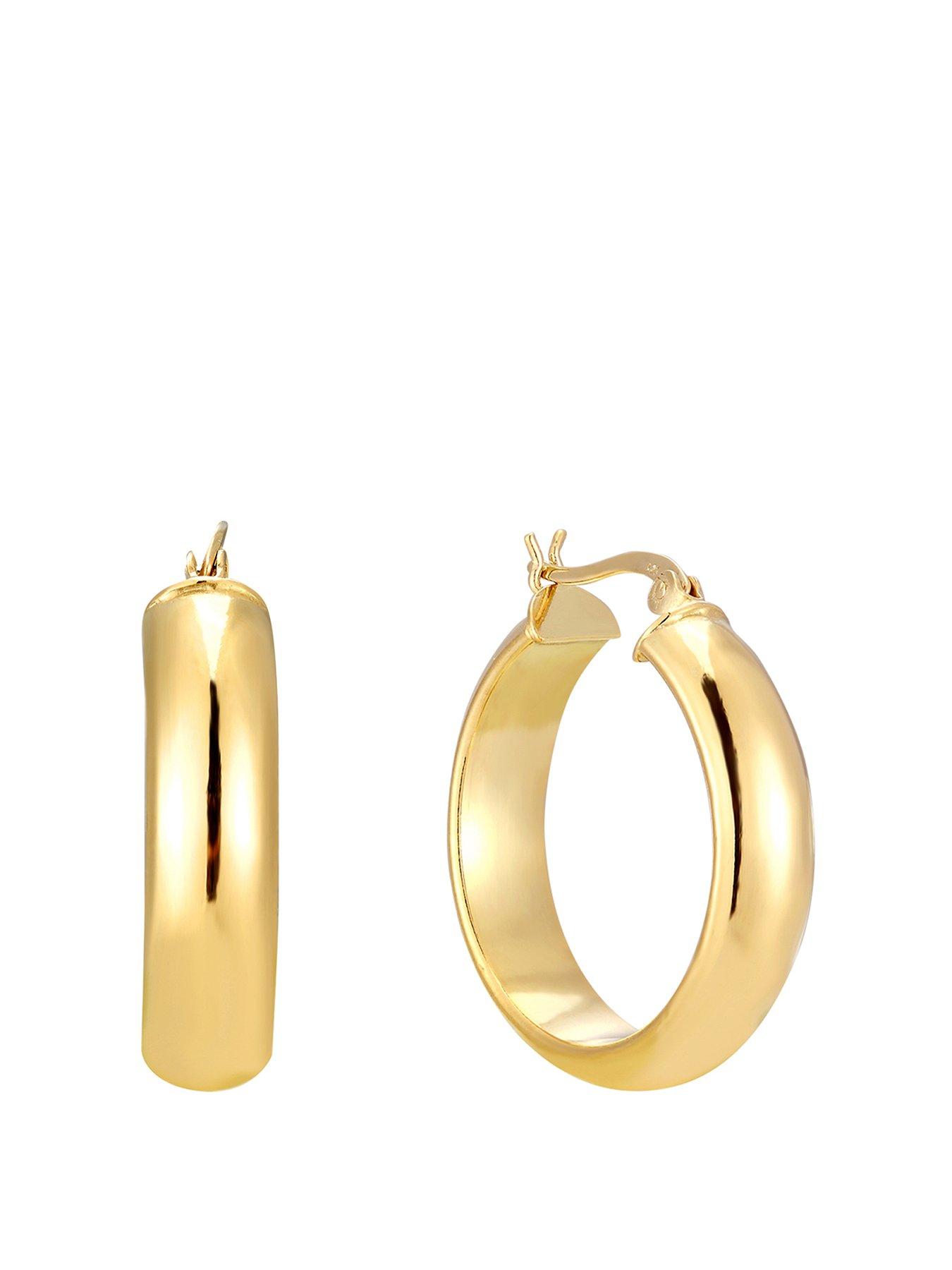 undefined 18ct Gold Plated Sterling Silver Large Thick Rounded Creole Hoop Earrings