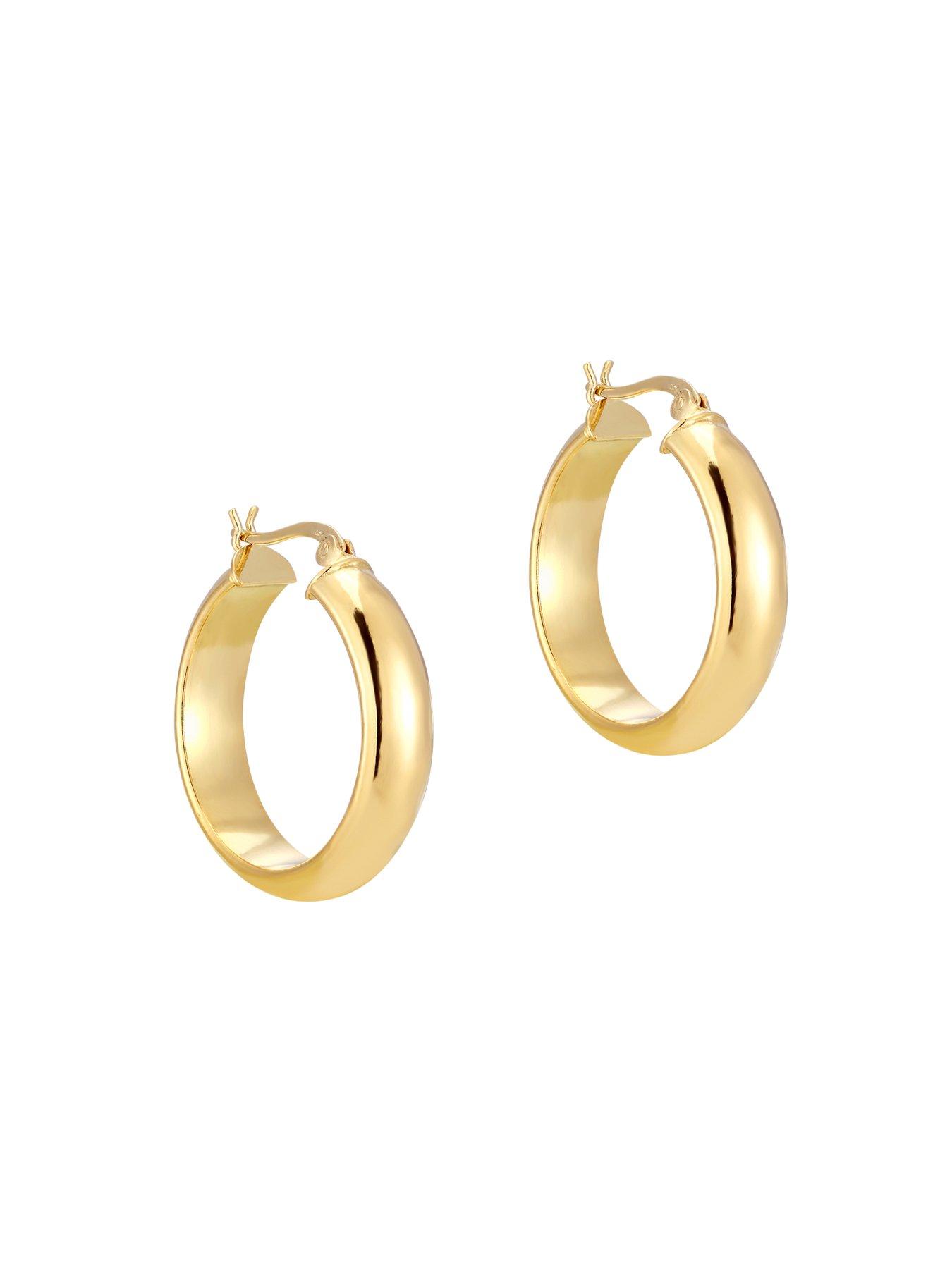 Chunky Silver Hoop Earrings 4 Huge Hoop Earrings – 10cm Plain Gold/Gunmetal Chunky Hoops, Smooth Metal Leverback Earrings, Retro Chic Style Gunmetal Big Hoop Earrings 4 Pack - Foto 4
