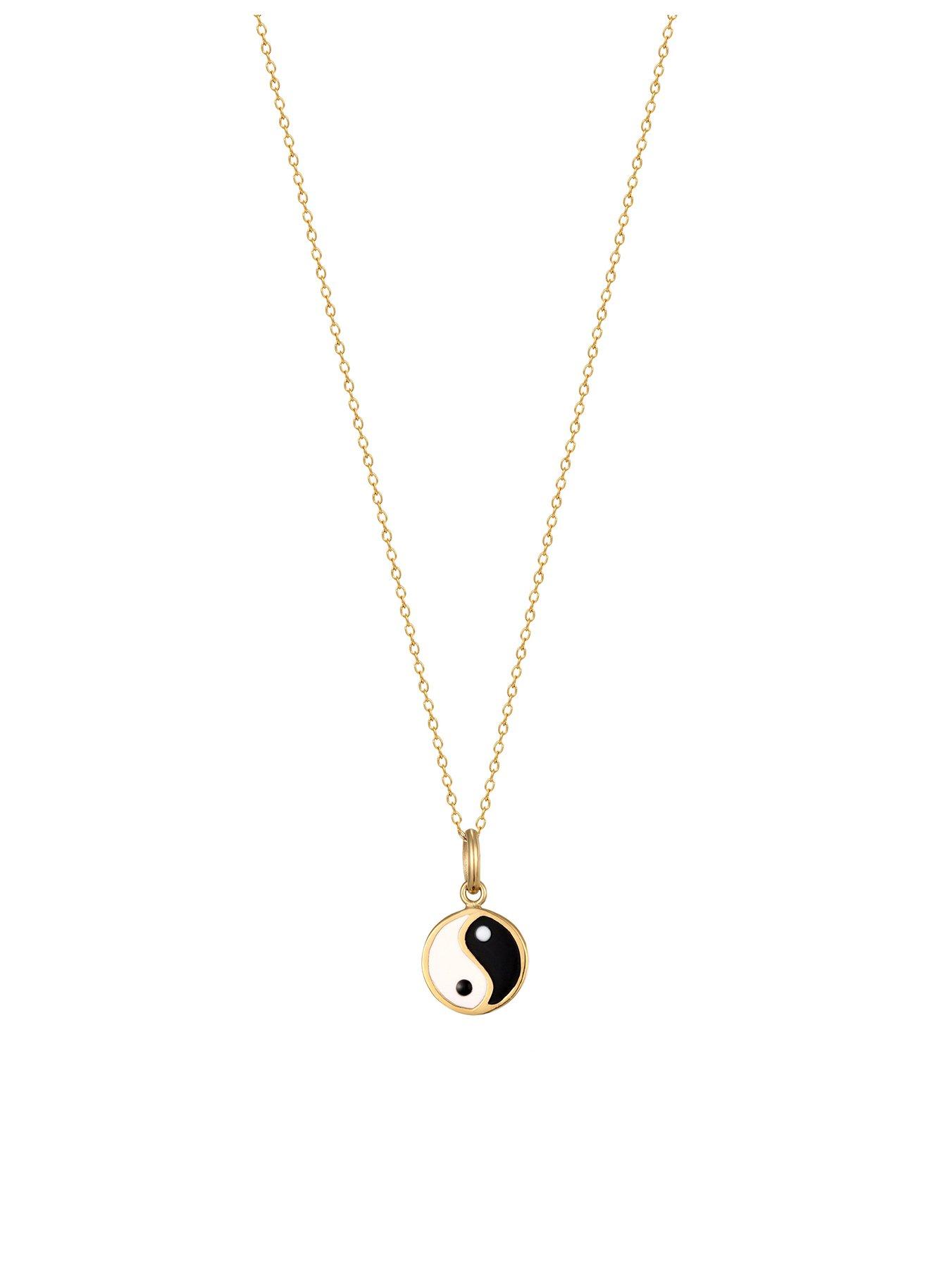 Product photograph of Seol Gold 18ct Gold Plated Sterling Silver Enamel Yin Yang Adjustable Necklace from very.co.uk