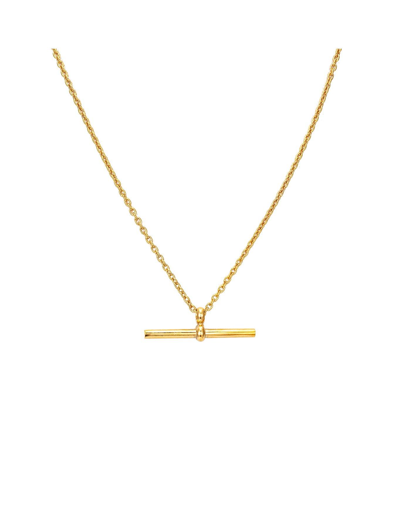 Product photograph of Seol Gold 18ct Gold Plated Sterling Silver Adjustable T-bar Necklace from very.co.uk