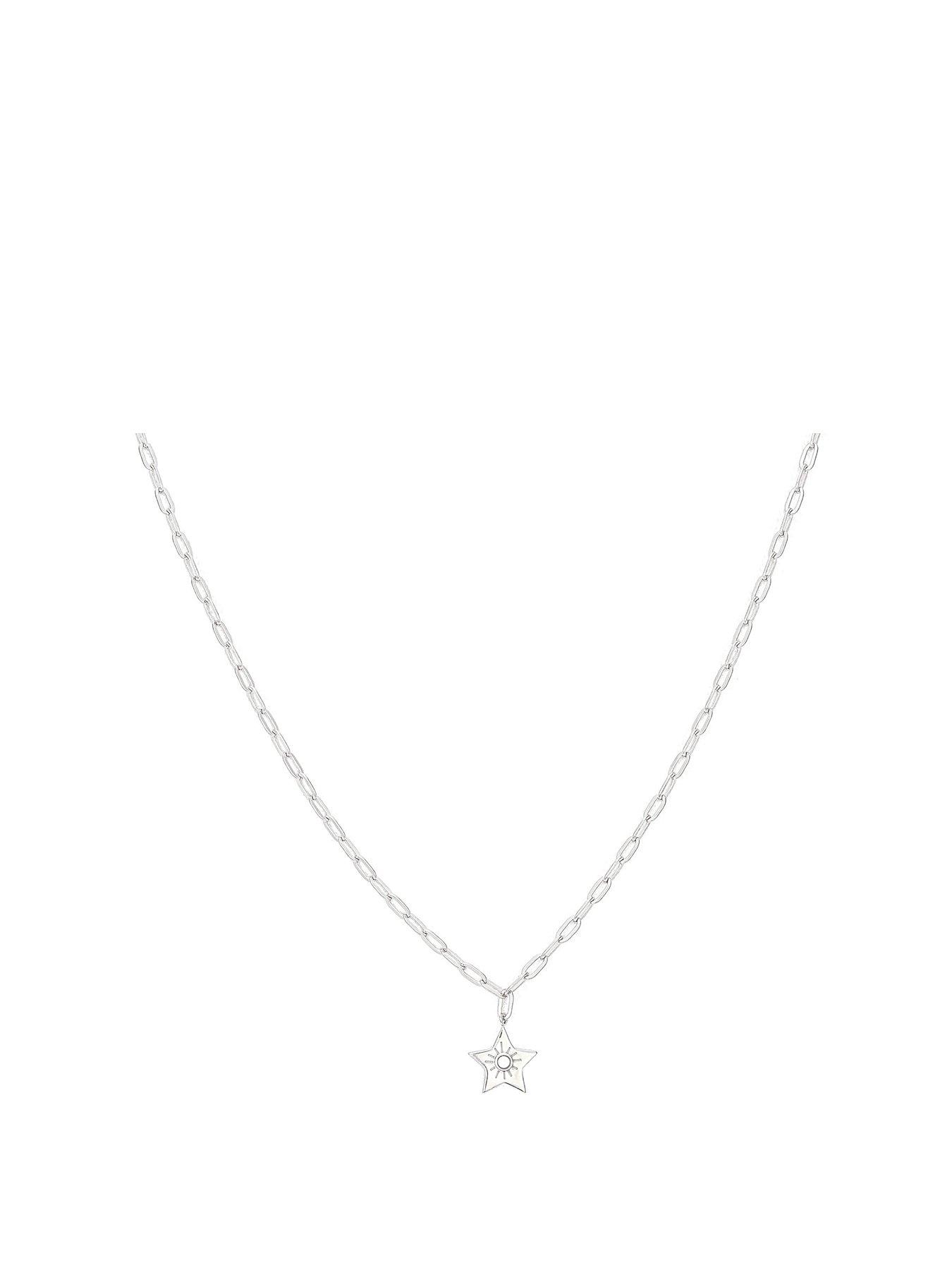 Product photograph of Seol Gold Sterling Silver Opal Star Adjustable Necklace from very.co.uk