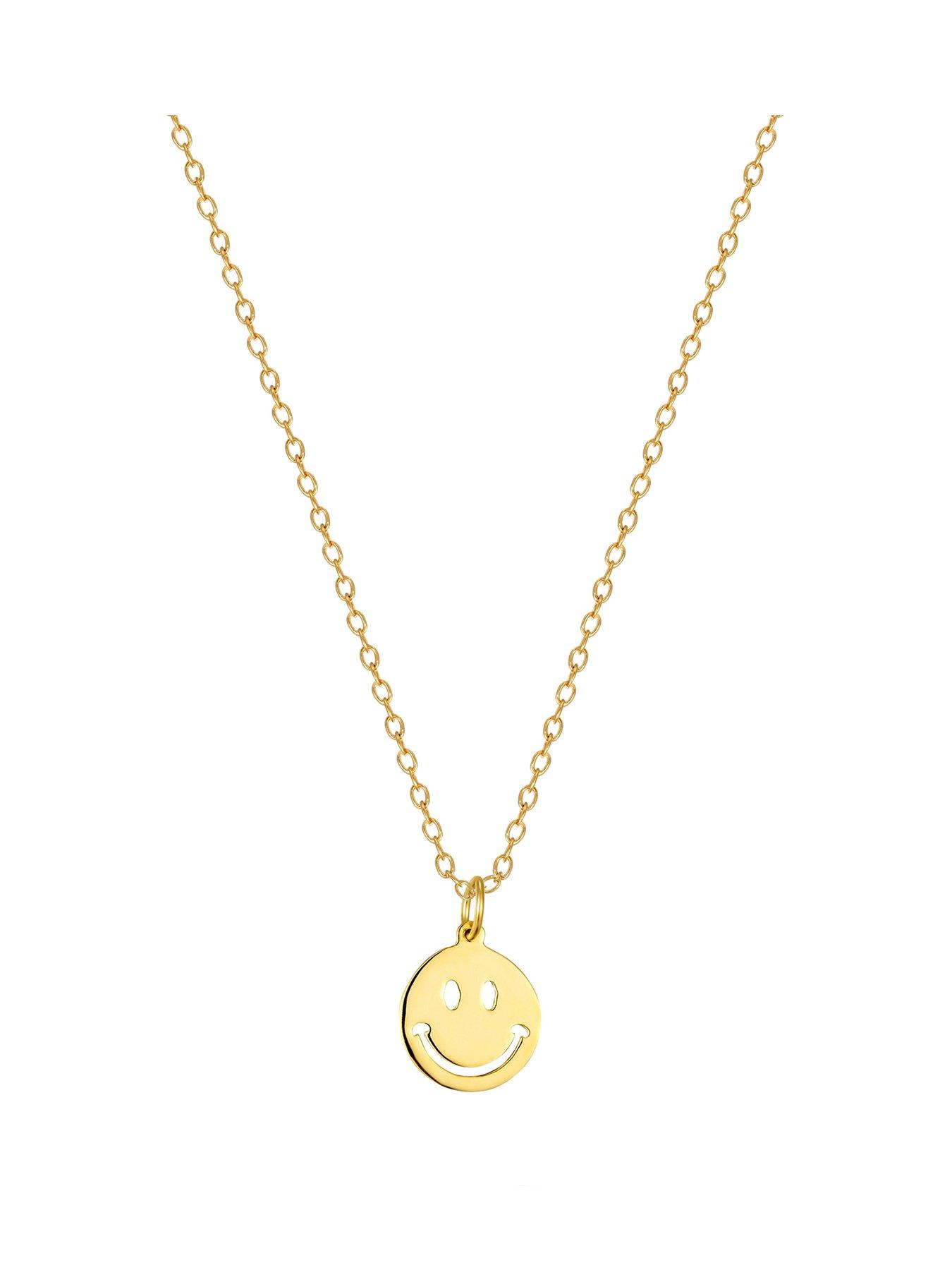 undefined 18ct Gold Plated Sterling Silver Smiley Face Adjustable Necklace