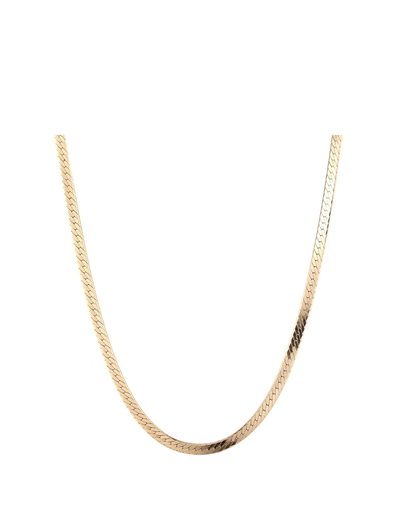 undefined 18ct Gold Plated Sterling Silver Adjustable Herringbone Chain