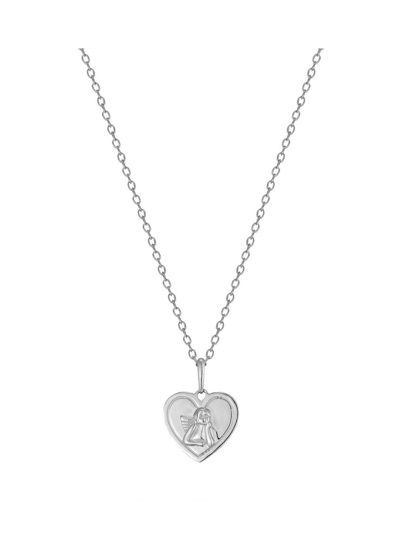 Product photograph of Seol Gold Sterling Silver Heart Cherub Adjustable Necklace from very.co.uk