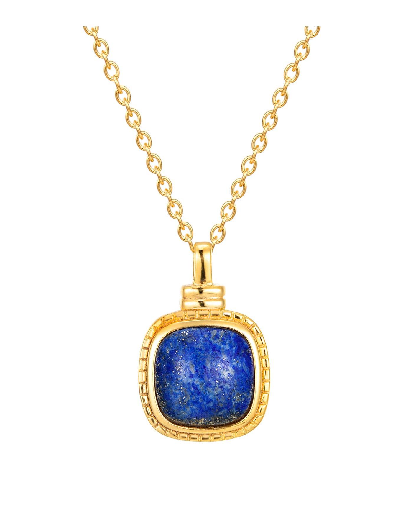 Product photograph of Seol Gold 18ct Gold Plated Sterling Silver Lapis Lazuli Adjustable Necklace from very.co.uk