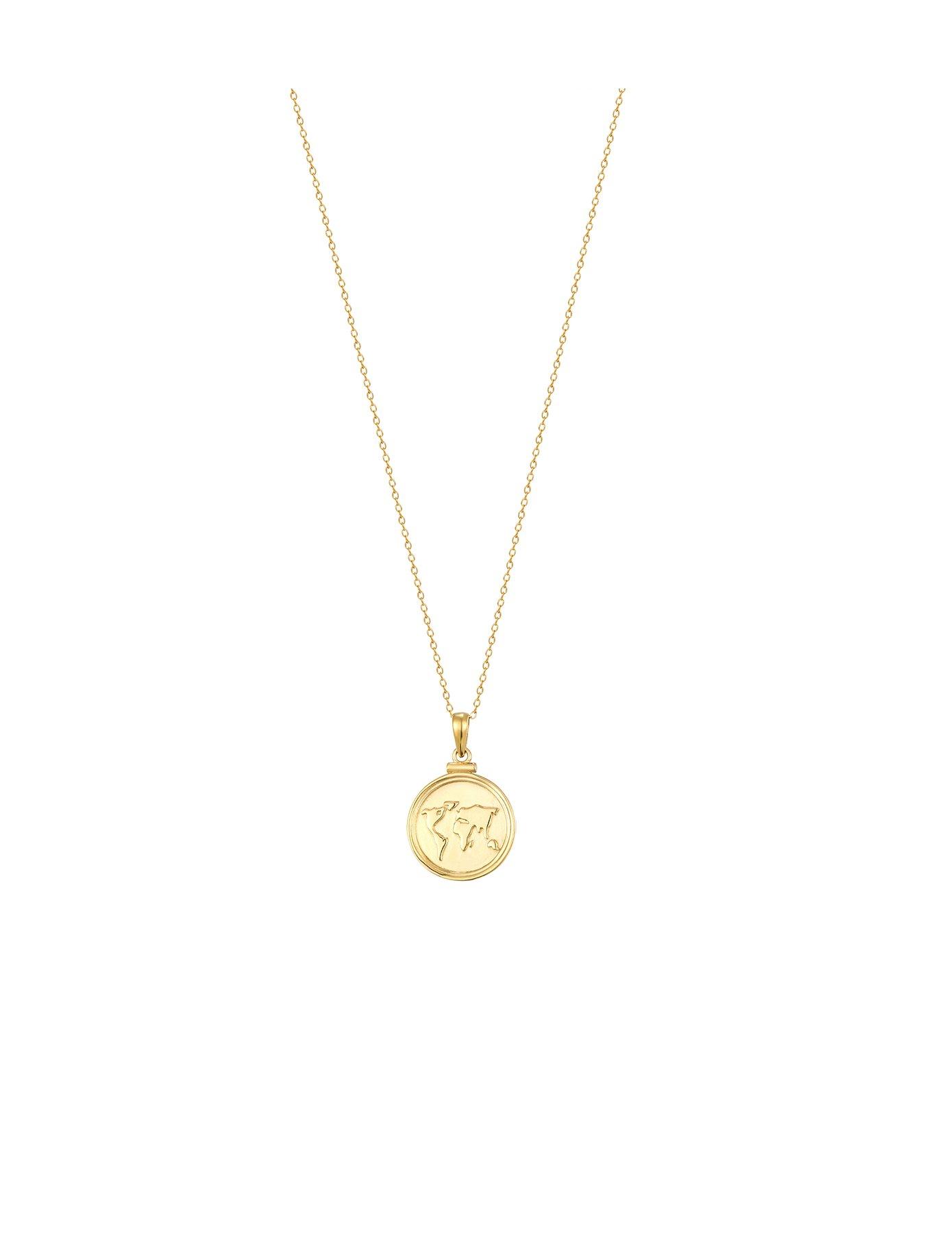 Product photograph of Seol Gold 18ct Gold Plated Sterling Silver World Map Adjustable Necklace from very.co.uk