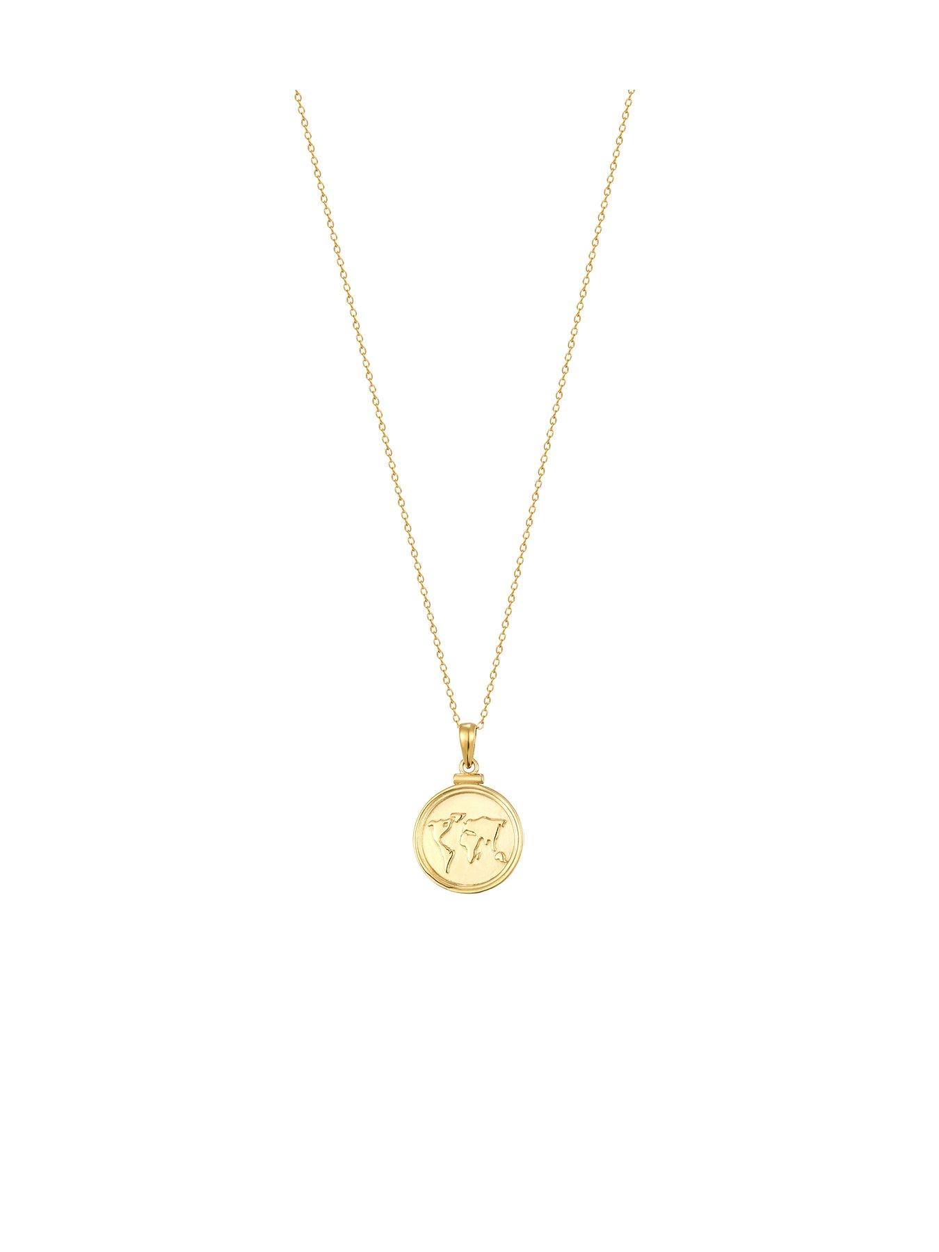 undefined 18ct Gold Plated Sterling Silver World Map Adjustable Necklace