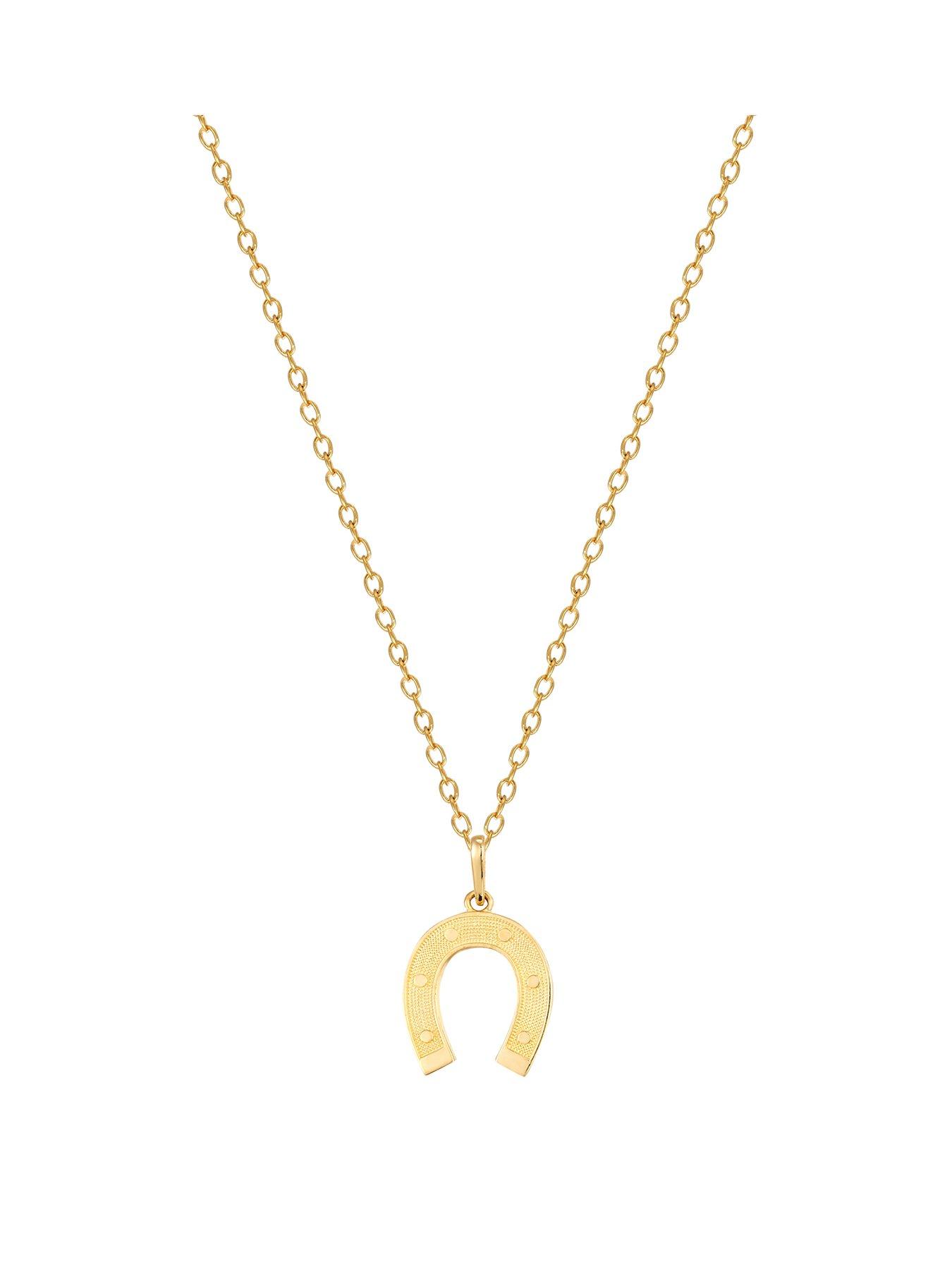 Product photograph of Seol Gold 18ct Gold Plated Sterling Silver Horseshoe Adjustable Necklace from very.co.uk