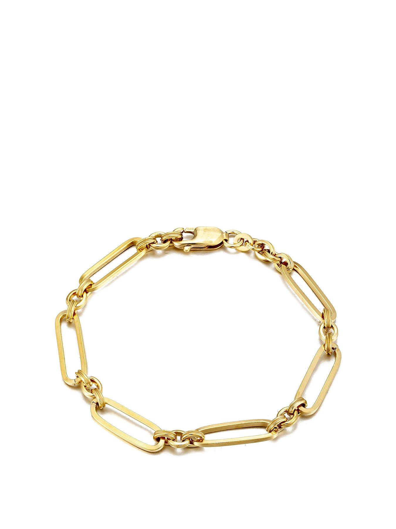 Product photograph of Seol Gold 18ct Gold Plated Sterling Silver Chunky Link Chain Bracelet from very.co.uk