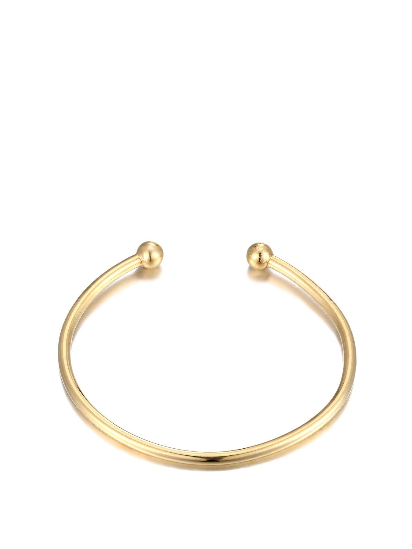 Product photograph of Seol Gold 18ct Gold Plated Sterling Silver Torque Bangle from very.co.uk