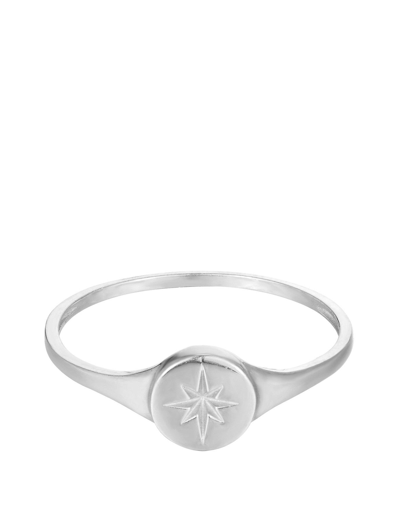 Product photograph of Seol Gold Sterling Silver Compass Star Signet Ring from very.co.uk