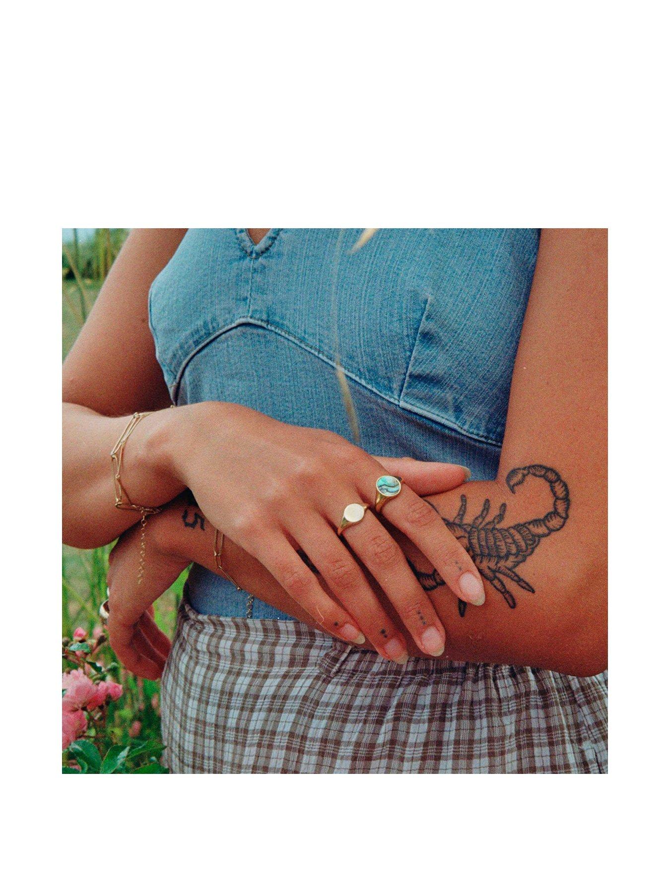 Image 2 of 5 of Seol + Gold 18ct Gold Plated Sterling Silver Abalone Shell Signet Ring