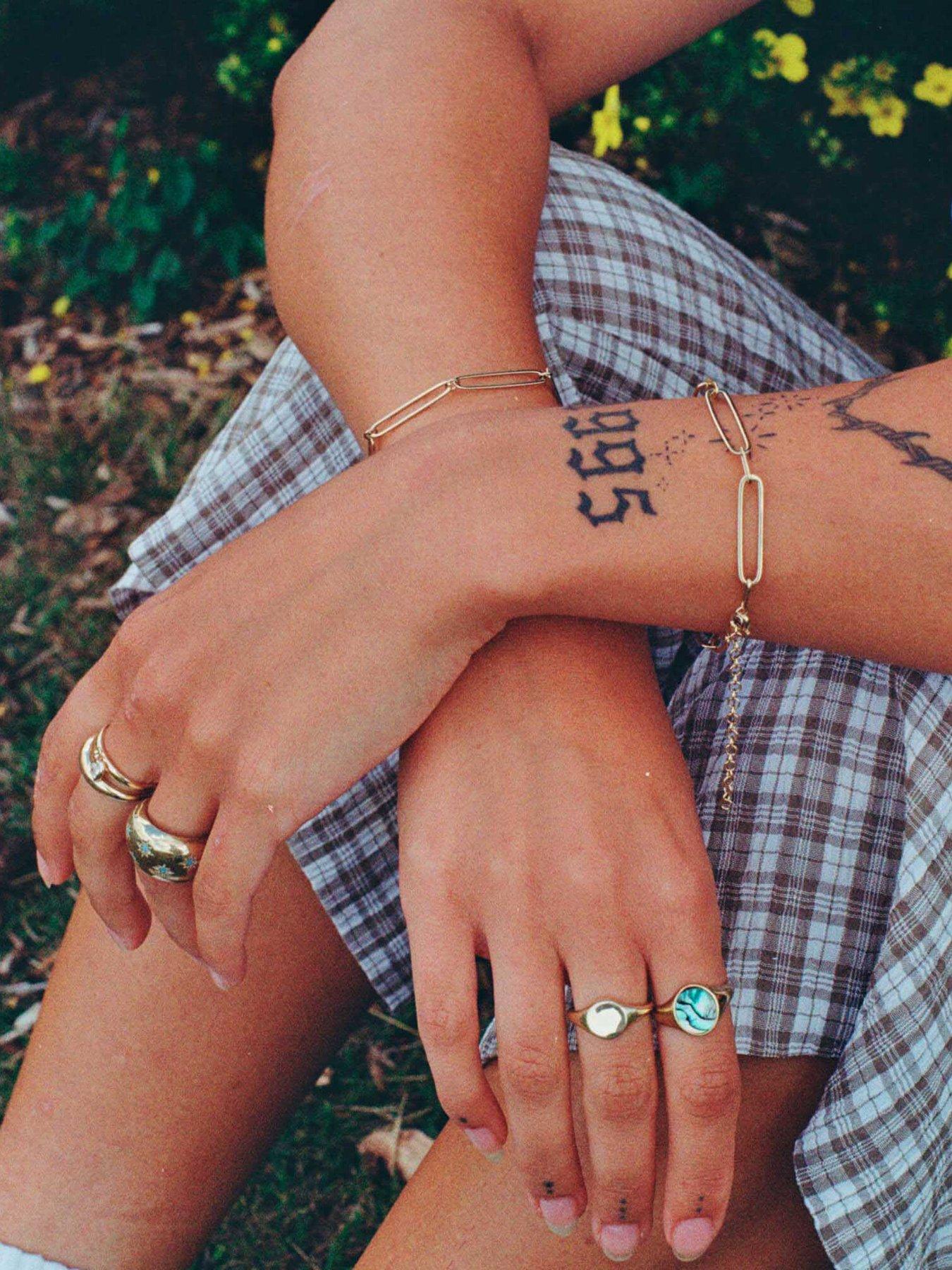 Image 4 of 5 of Seol + Gold 18ct Gold Plated Sterling Silver Abalone Shell Signet Ring