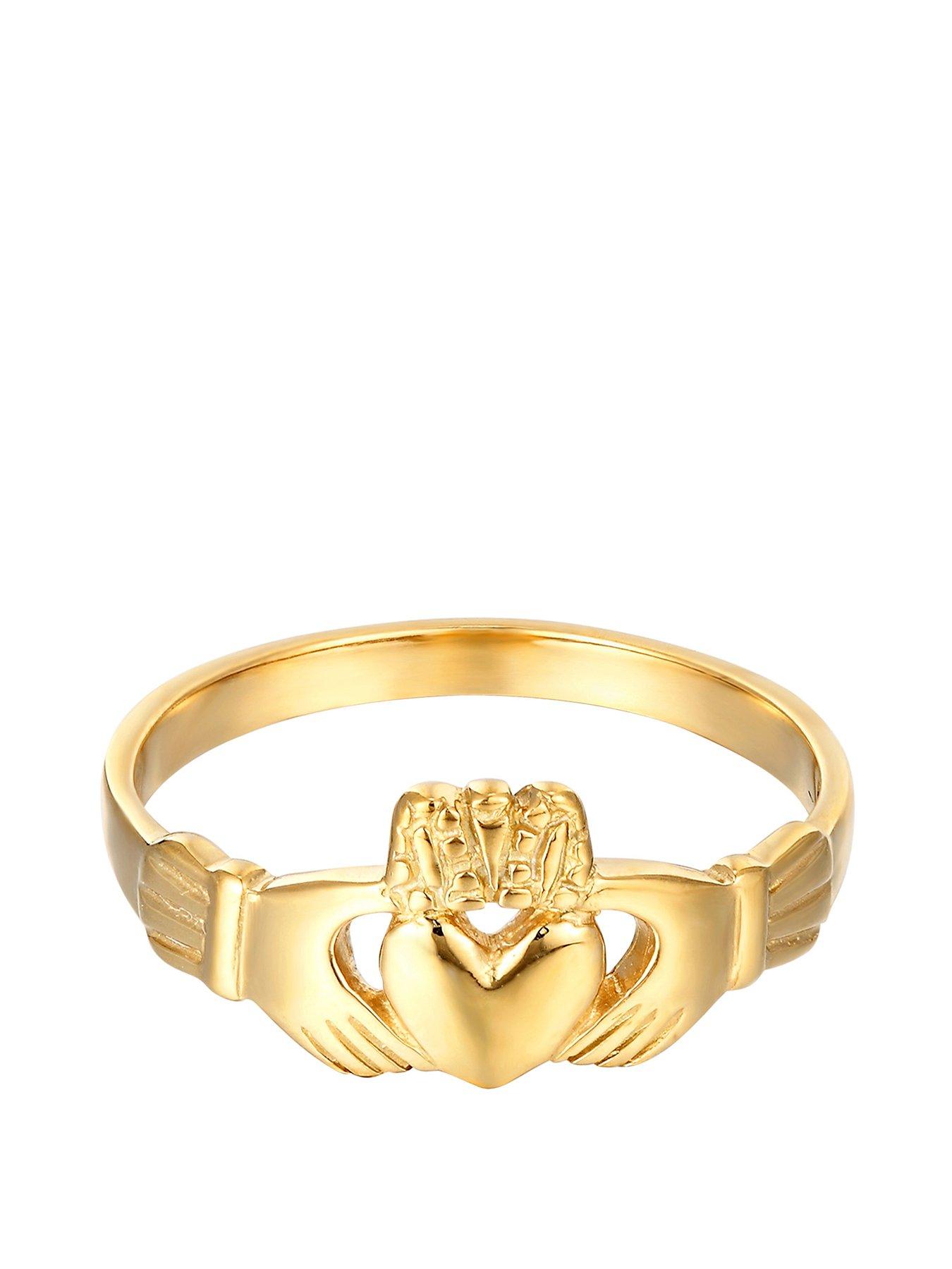 Product photograph of Seol Gold 18ct Gold Plated Sterling Silver Claddagh Ring from very.co.uk