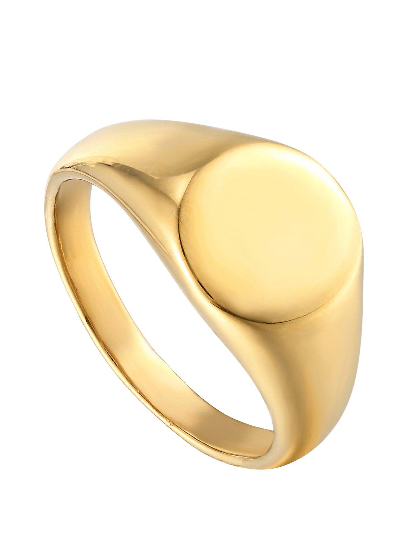 Product photograph of Seol Gold 18ct Gold Plated Sterling Silver Chunky Oval Signet Ring from very.co.uk