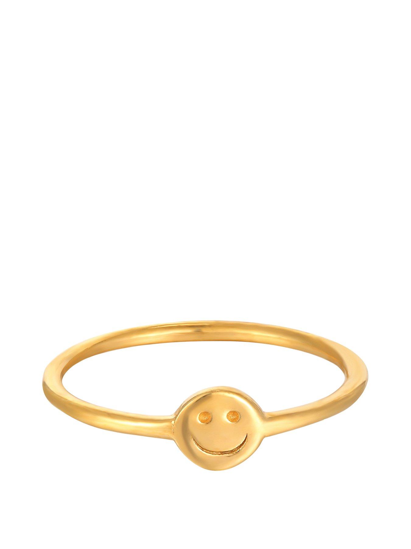 Seol + Gold 18ct Gold Plated Sterling Silver Smiley Face Ring