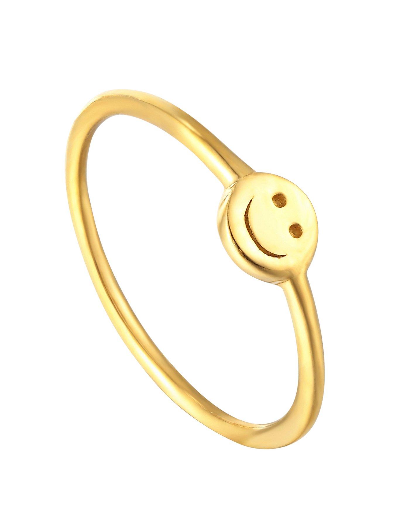 Silver ring with gold smiley deals face