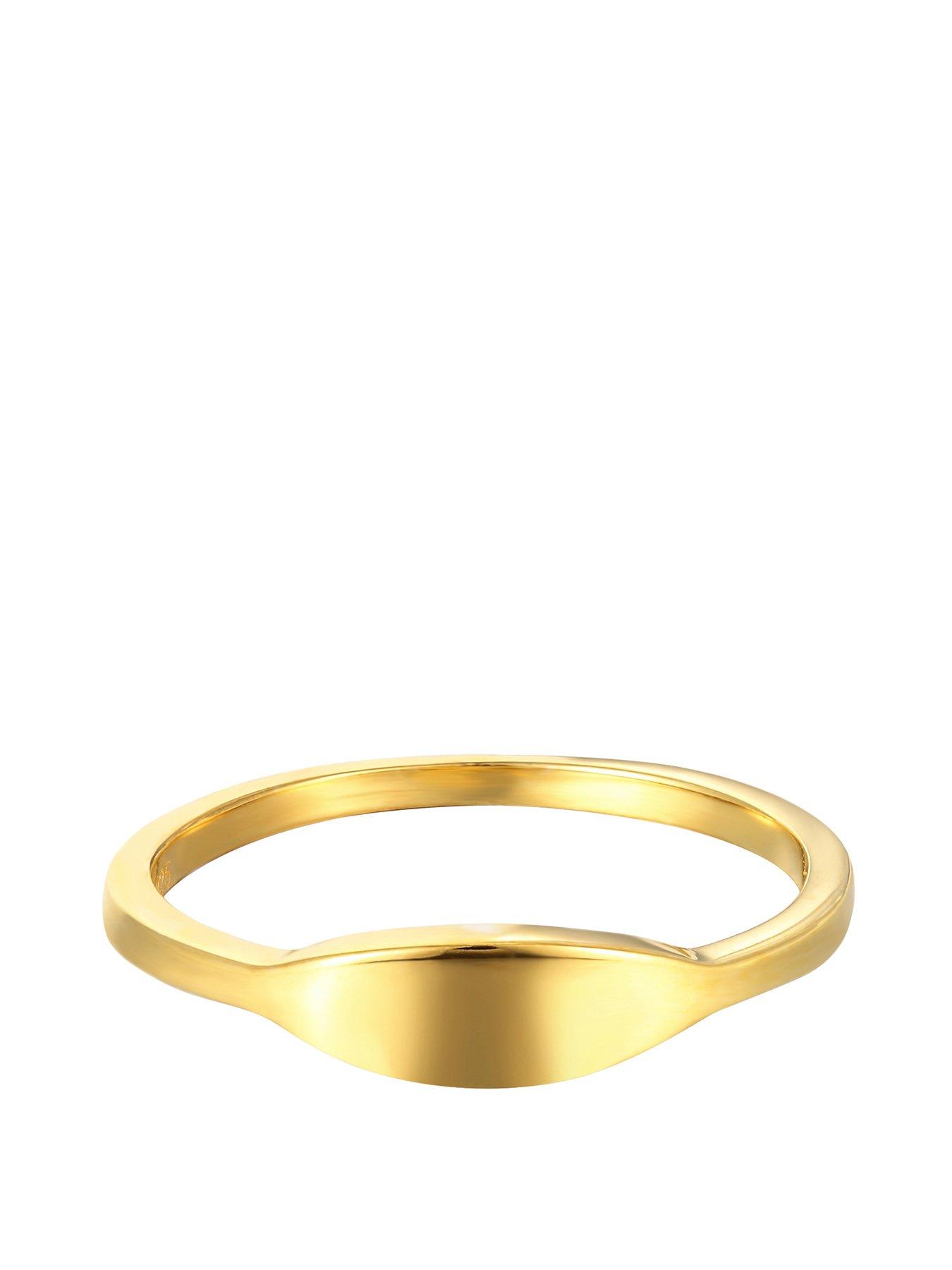 Product photograph of Seol Gold 18ct Gold Plated Sterling Silver Rounded Edge Slim Signet Ring from very.co.uk