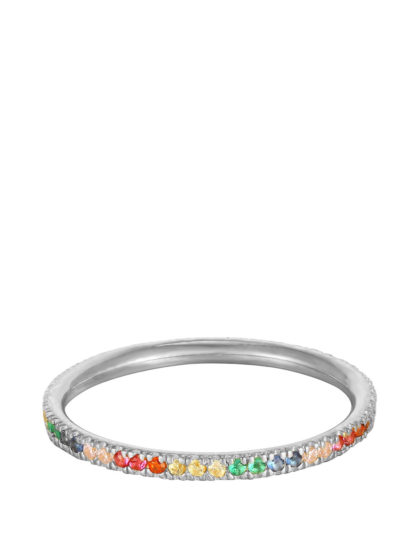 Product photograph of Seol Gold Sterling Silver Rainbow Cubic Zirconia Eternity Ring from very.co.uk