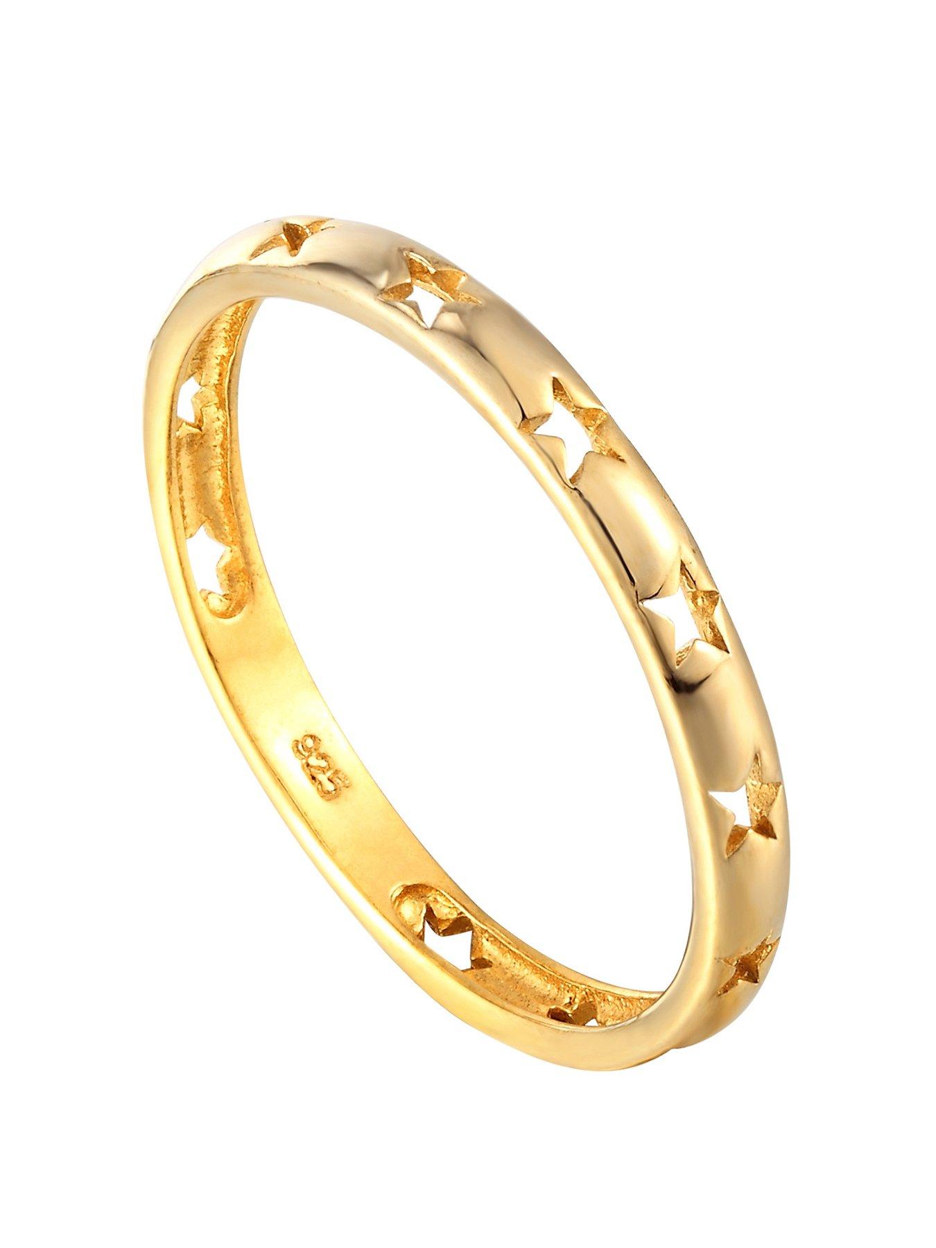undefined 18ct Gold Plated Sterling Silver Star Band Ring