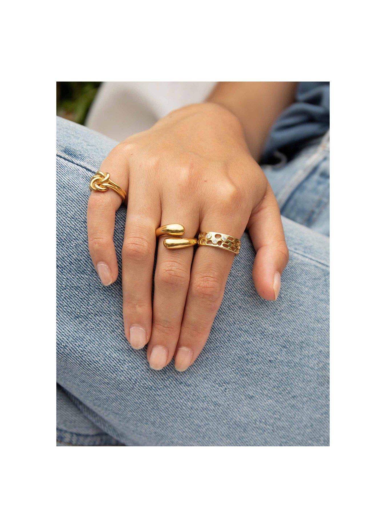 Image 3 of 4 of Seol + Gold 18ct Gold Plated Sterling Silver Chunky Twist Open Ring