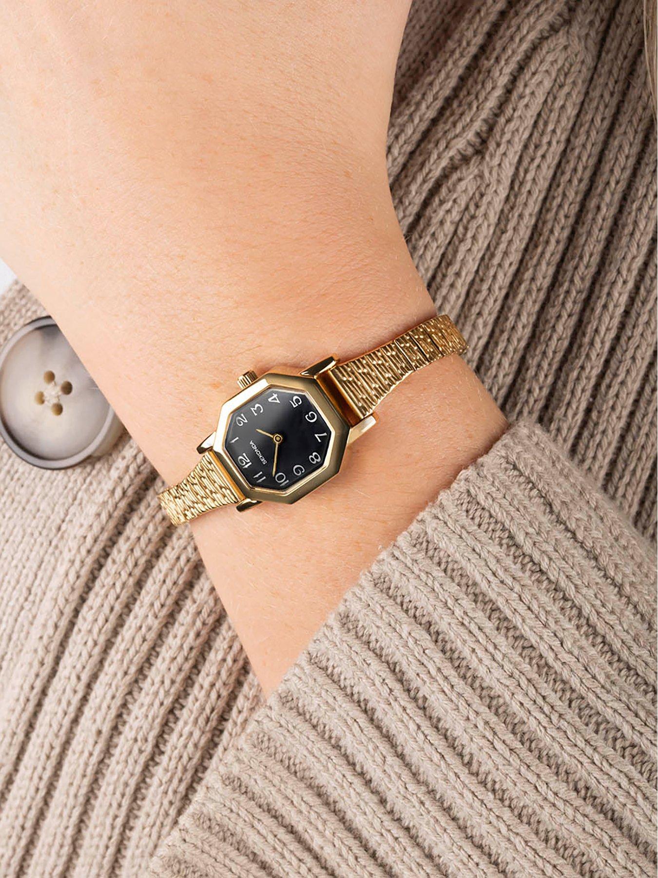 Image 2 of 6 of Sekonda Womens Mila Gold Alloy Bracelet with Black Mother of Pearl Dial Analogue Watch