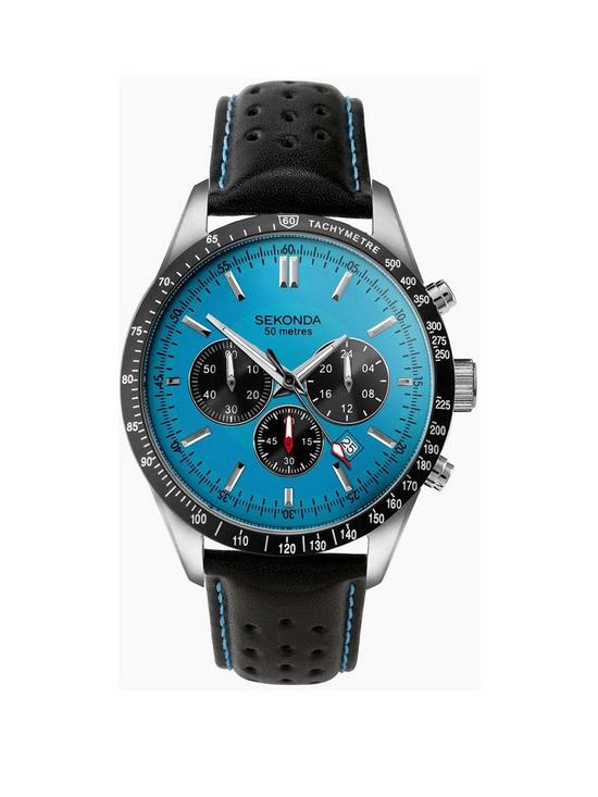 front image of sekonda-chronograph-leather-mens-watch