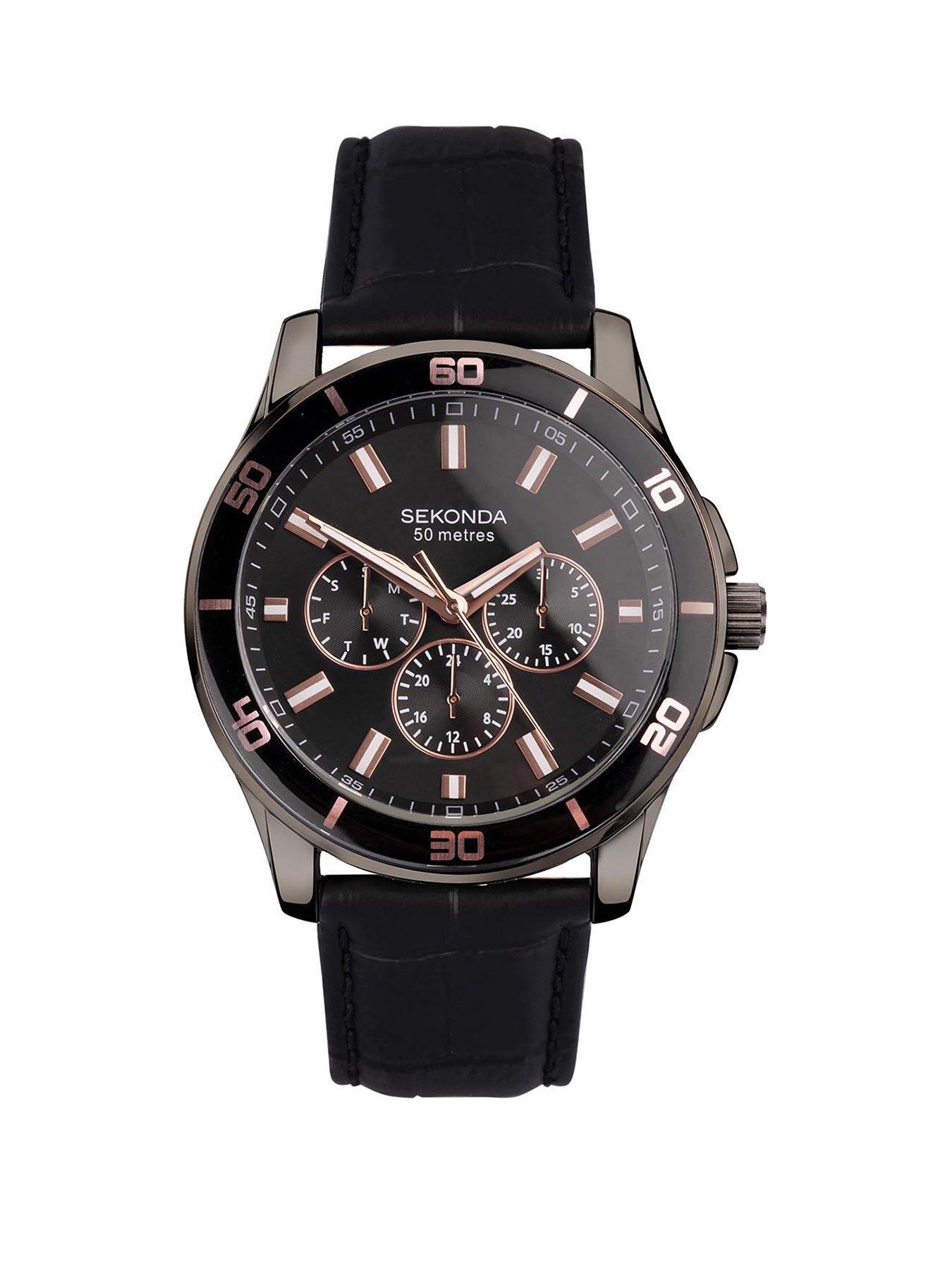 Sekonda Chronograph Leather Mens Watch Very