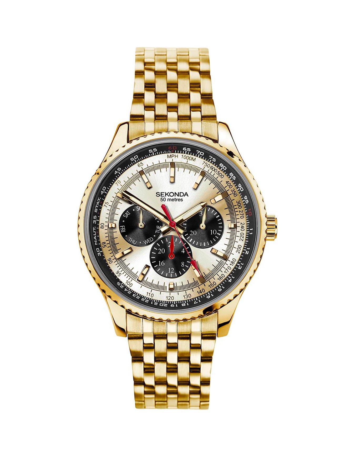 Mens gold chronograph outlet watch