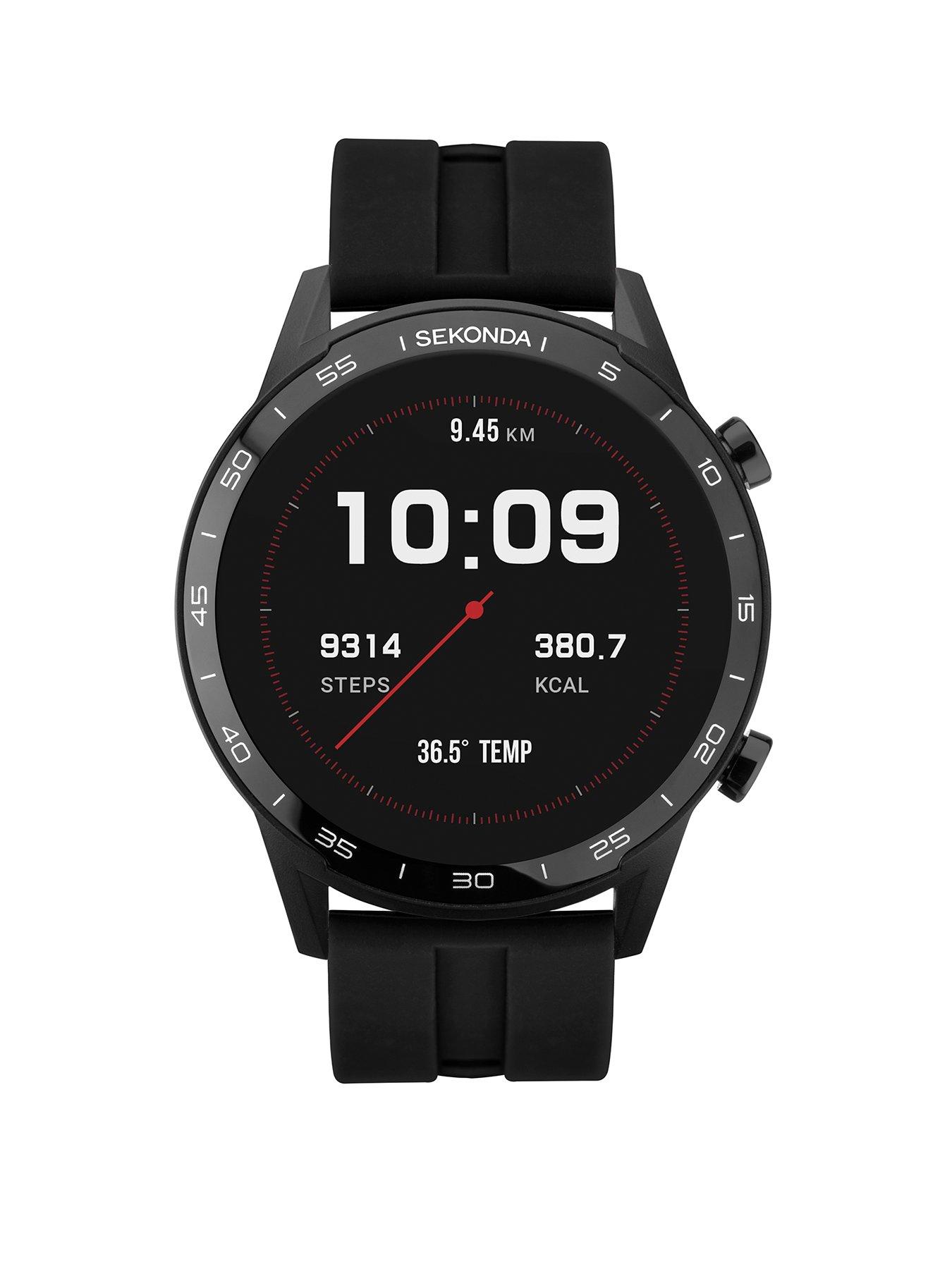 Product photograph of Sekonda Active Men S Black Silicone Strap With Black Dial Smartwatch from very.co.uk