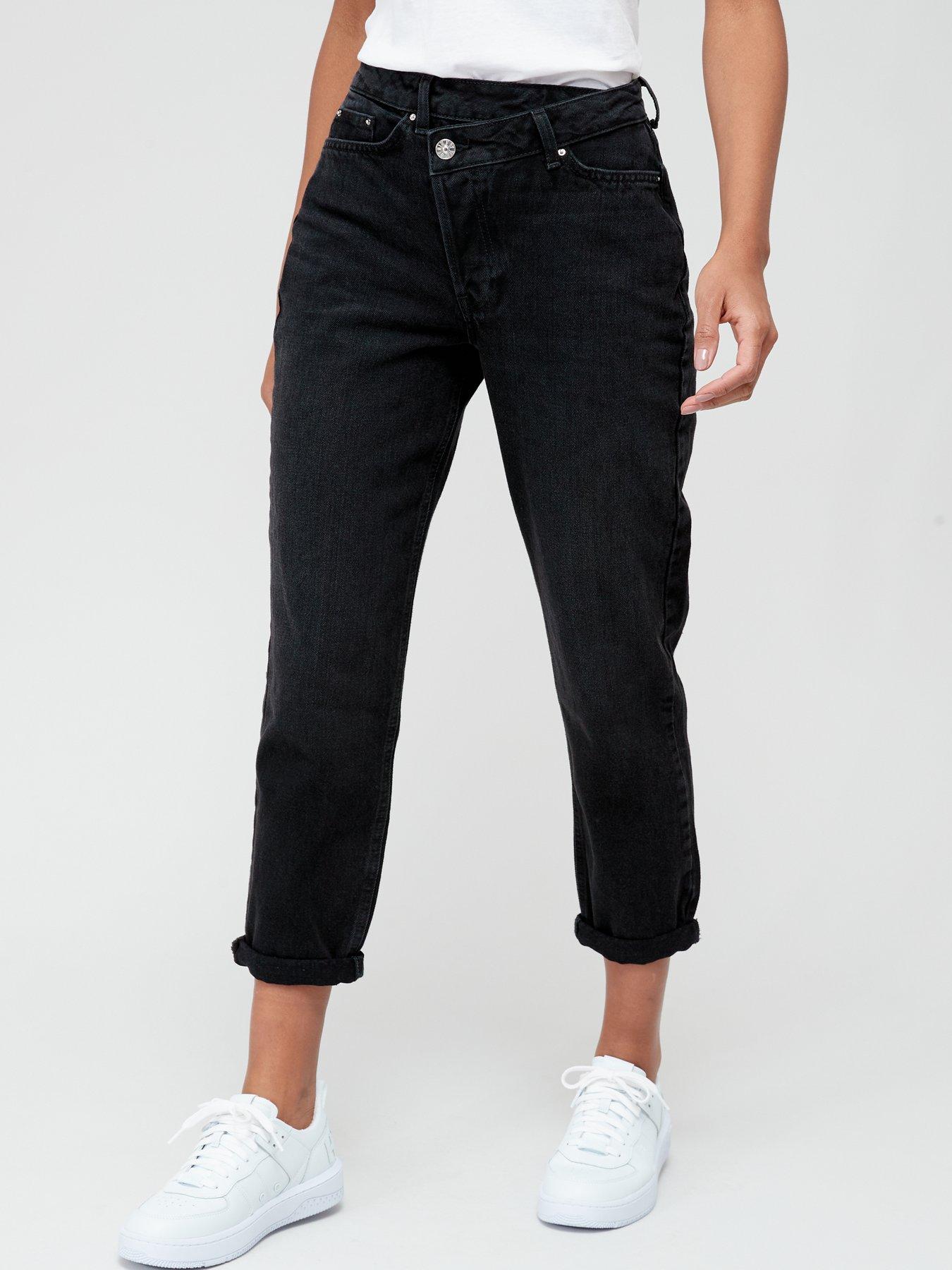 Washed black mom clearance jeans