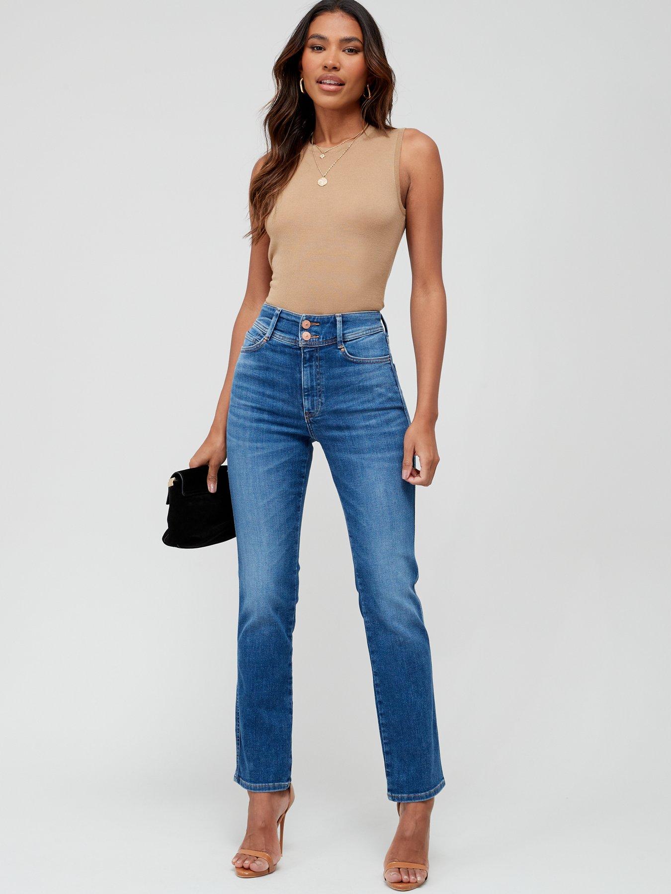 Image 3 of 6 of V by Very Sculpt Straight Fit Jean With Stretch - Mid Wash