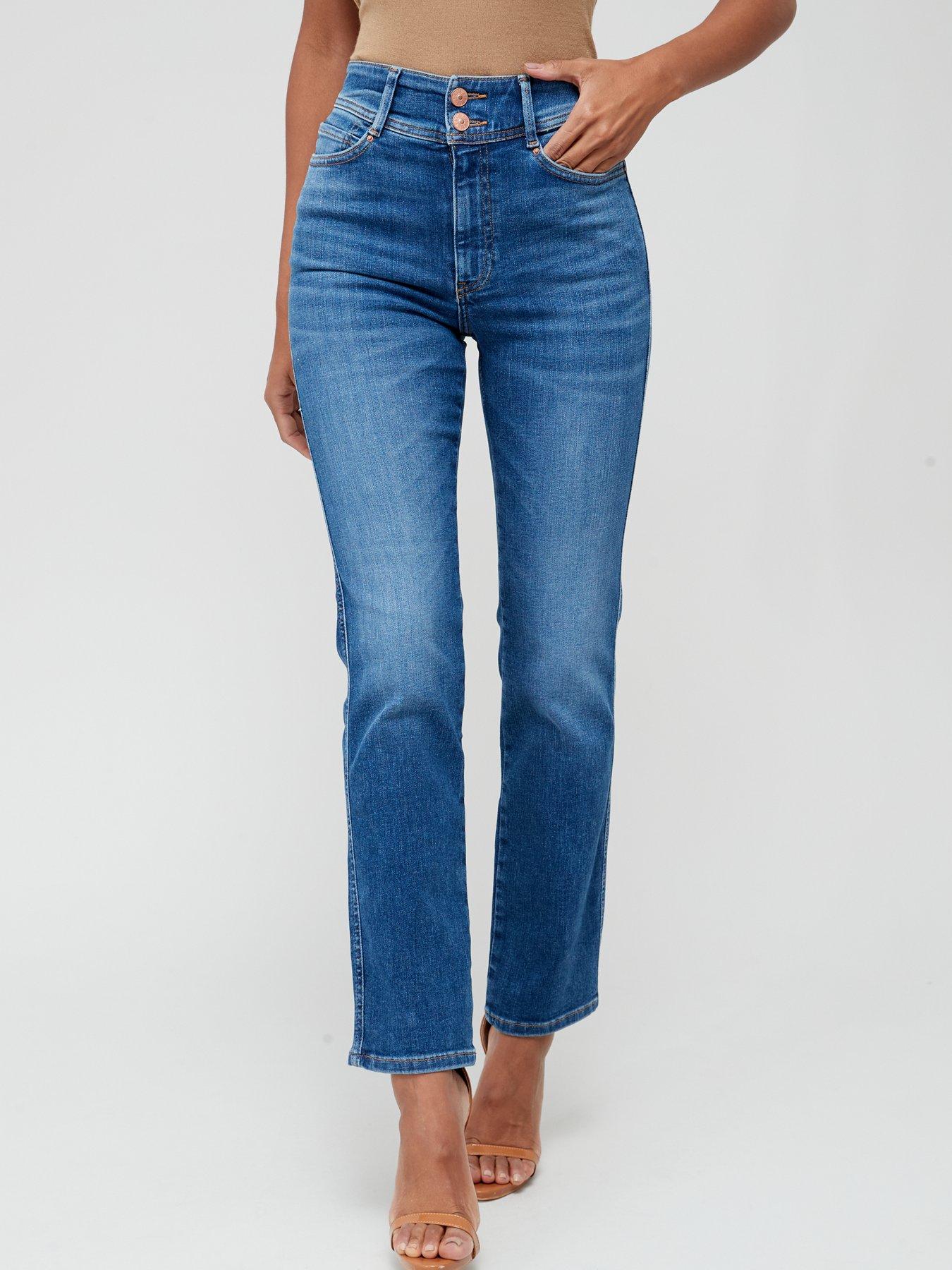 Image 5 of 6 of V by Very Sculpt Straight Fit Jean With Stretch - Mid Wash