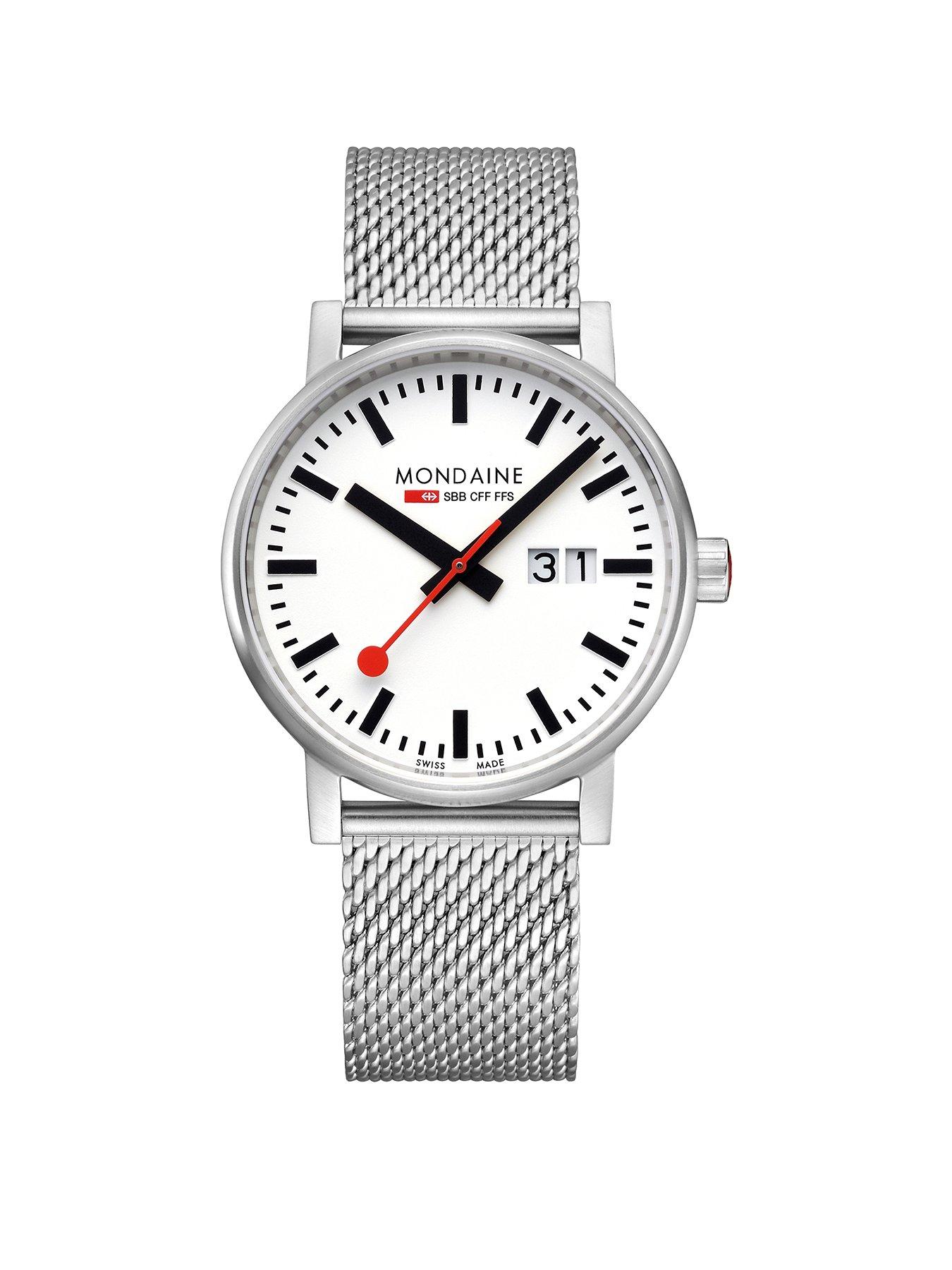 Product photograph of Mondaine Evo2 40mm Big Date Stainless Steel Unisex Watch from very.co.uk