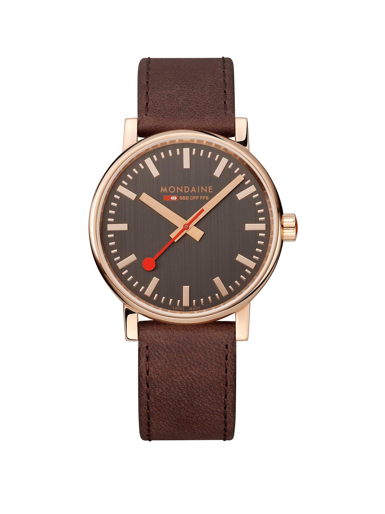 Product photograph of Mondaine Evo2 Rose Gold 40 Mm Genuine Leather Unisex Watch from very.co.uk