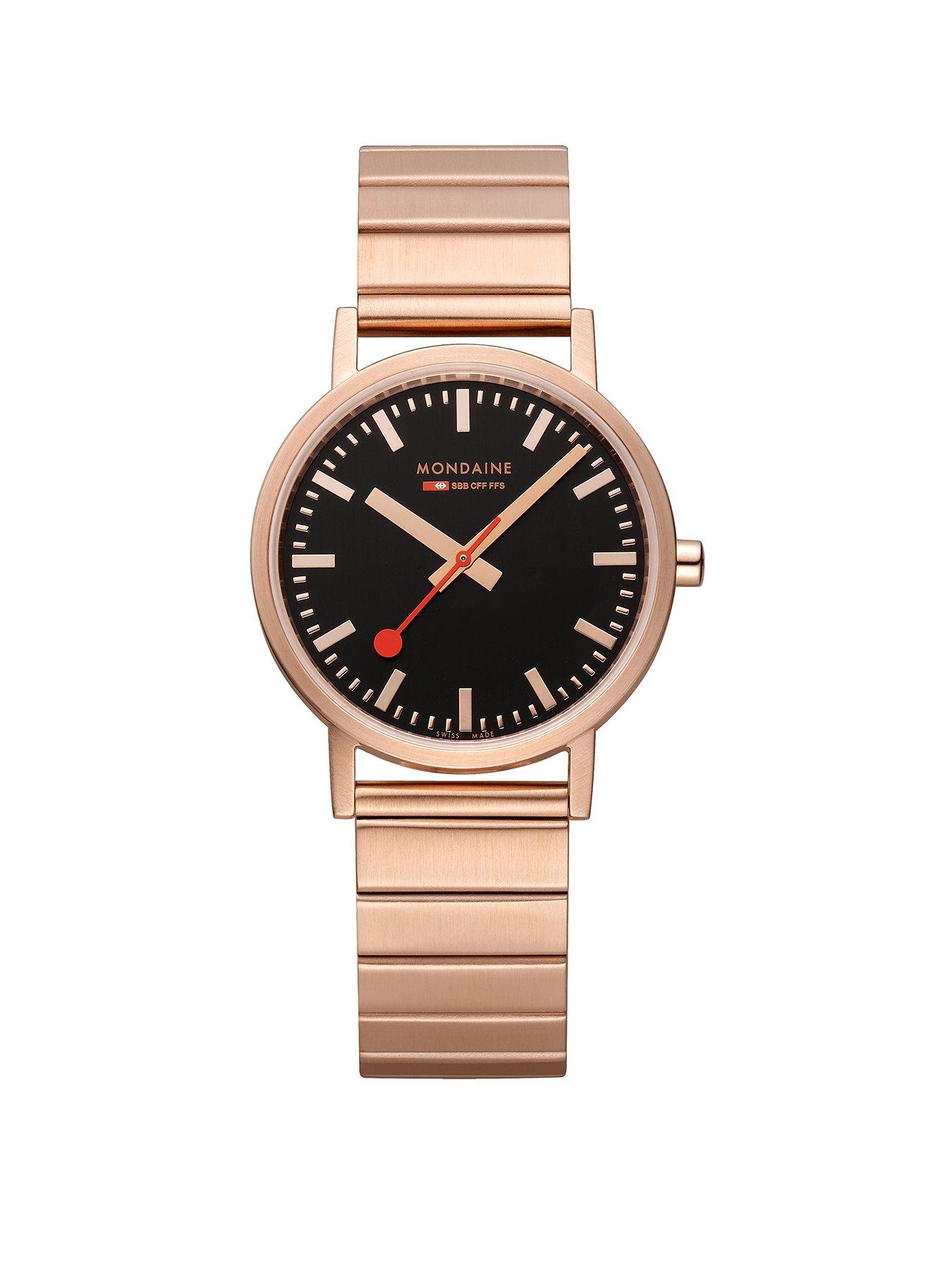 Mondaine Classic 36 Mm Stainless Steel Ip Unisex Watch