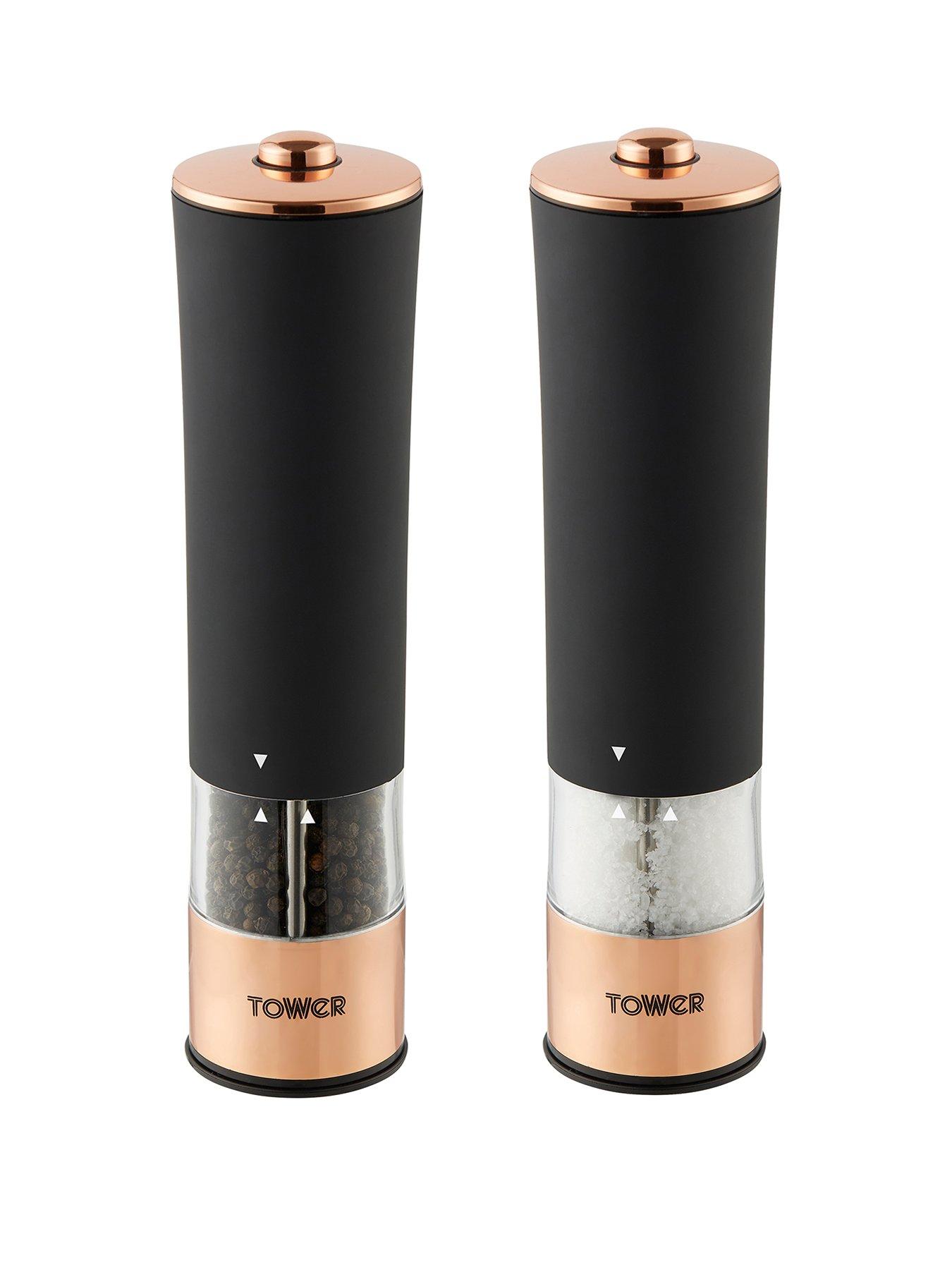 Image 1 of 6 of Tower Rose Gold Electric Salt And Pepper Mill Black