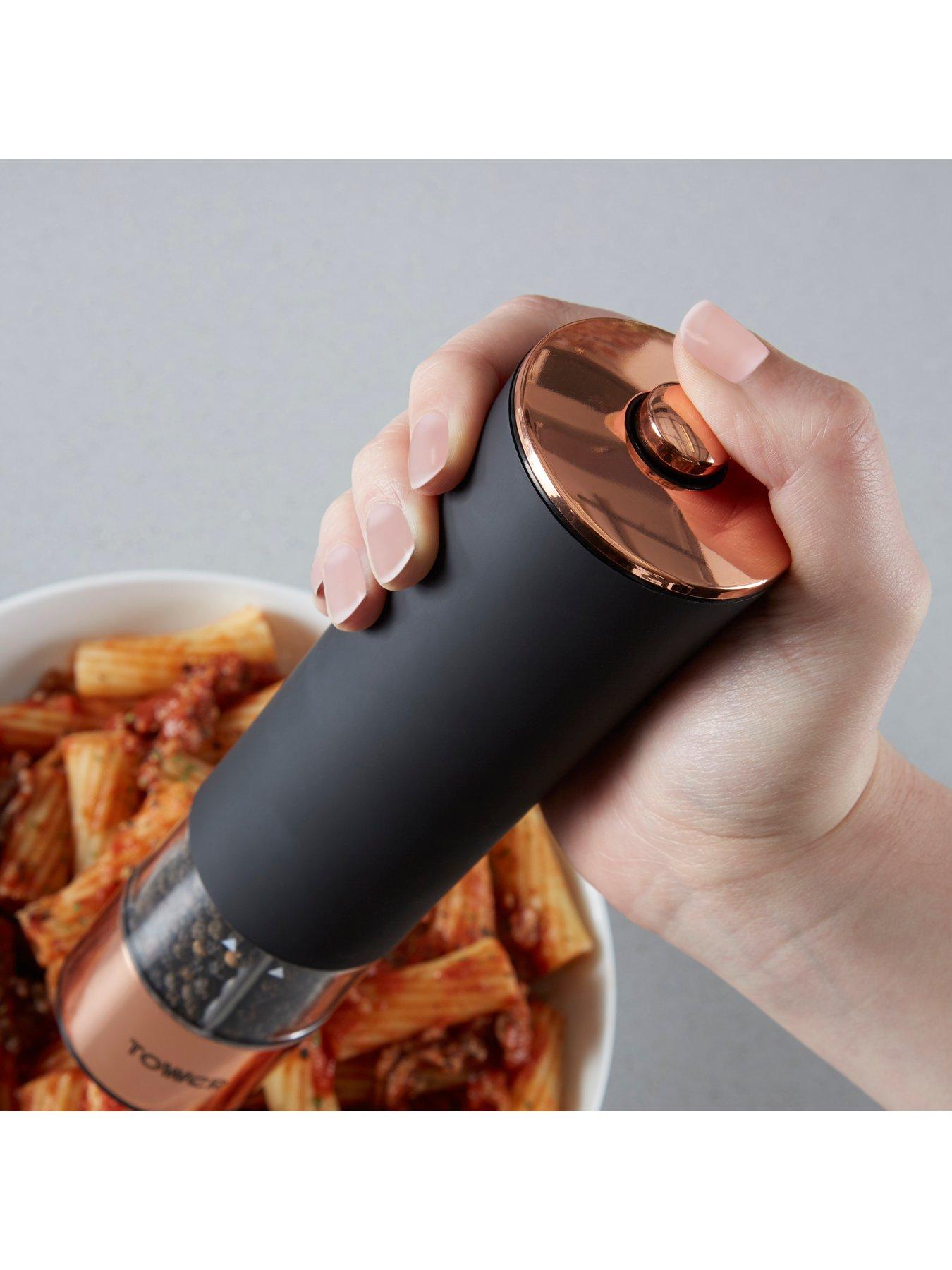 Image 4 of 6 of Tower Rose Gold Electric Salt And Pepper Mill Black