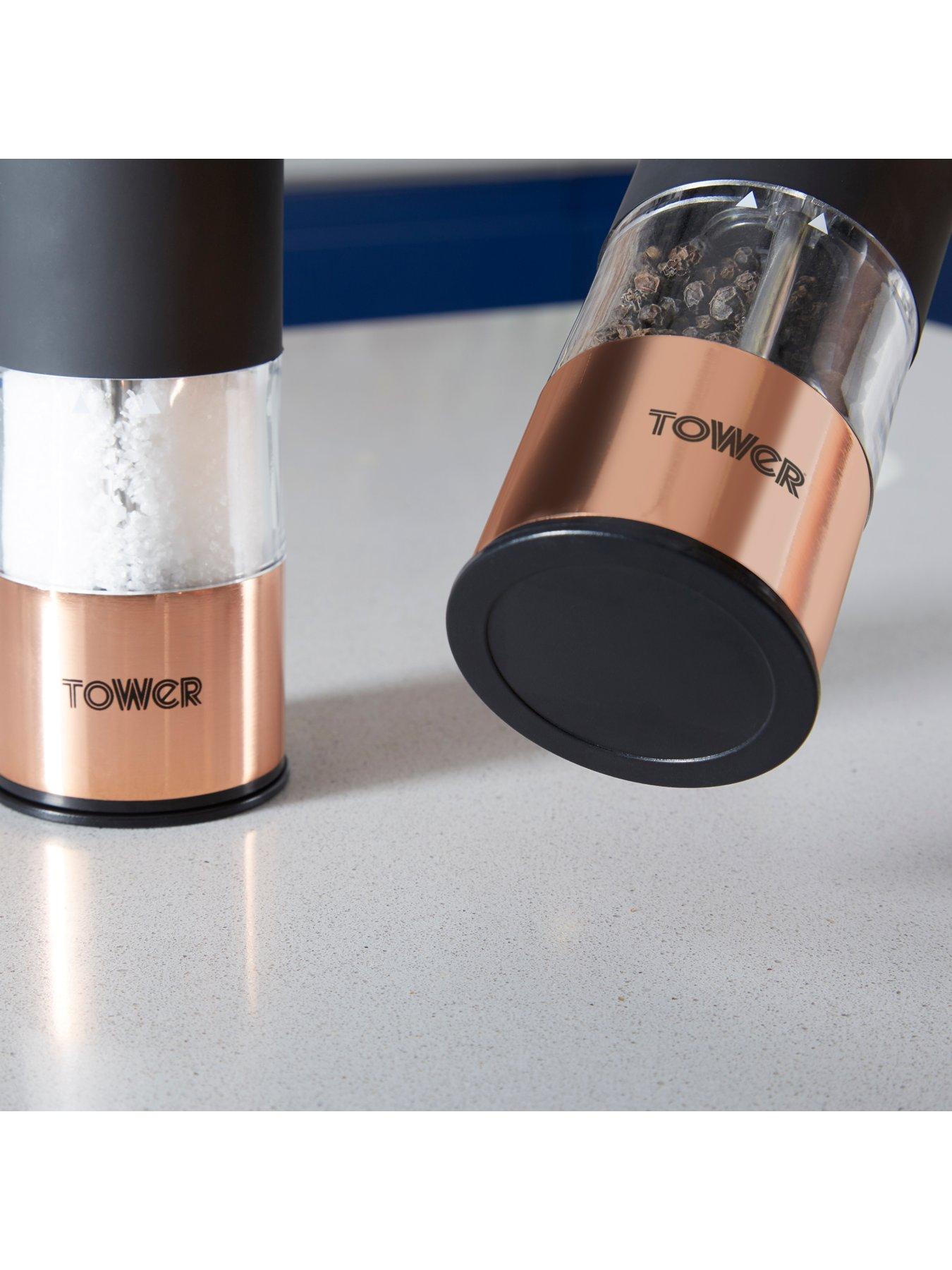 Image 5 of 6 of Tower Rose Gold Electric Salt And Pepper Mill Black