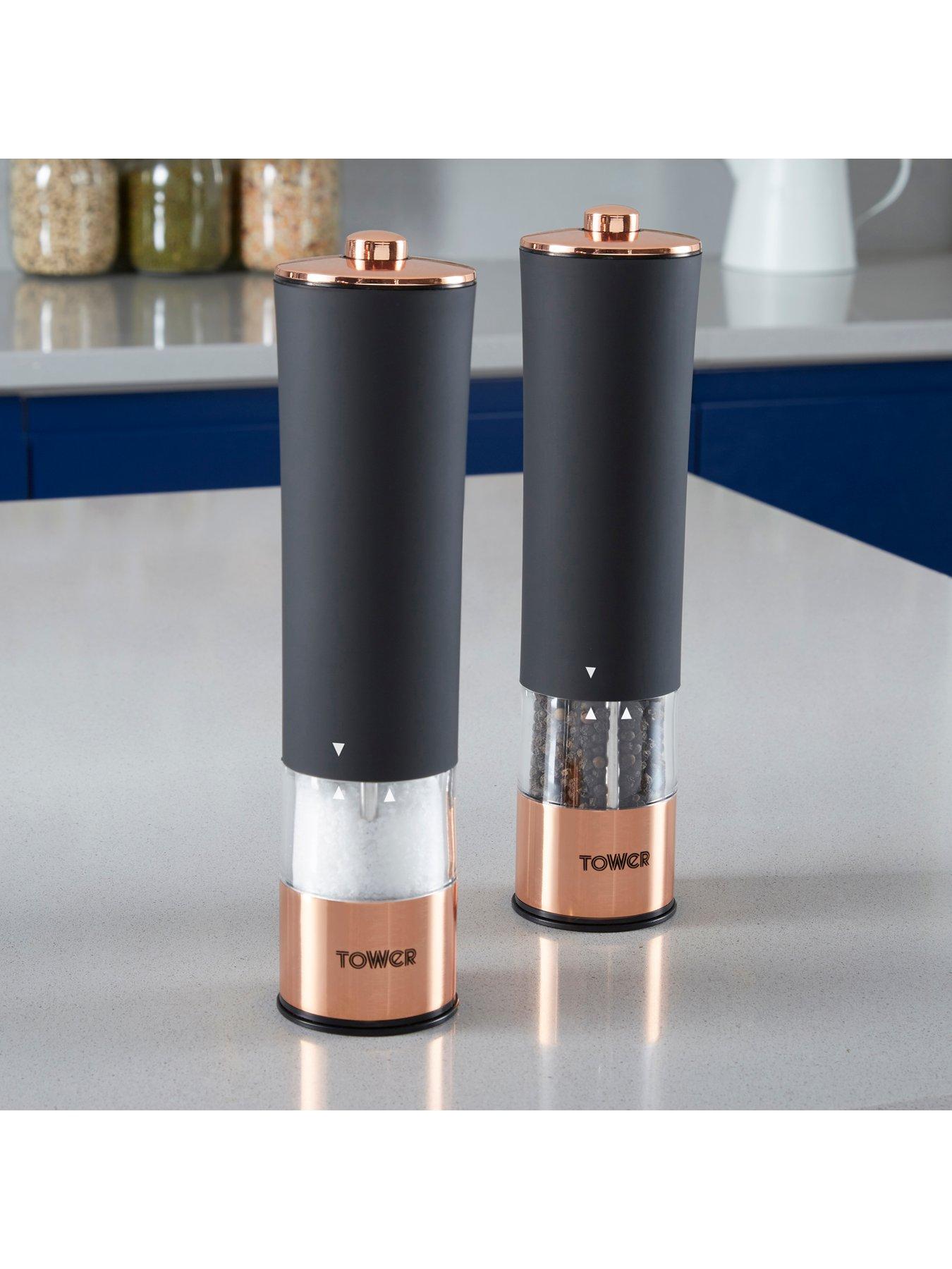 Image 6 of 6 of Tower Rose Gold Electric Salt And Pepper Mill Black